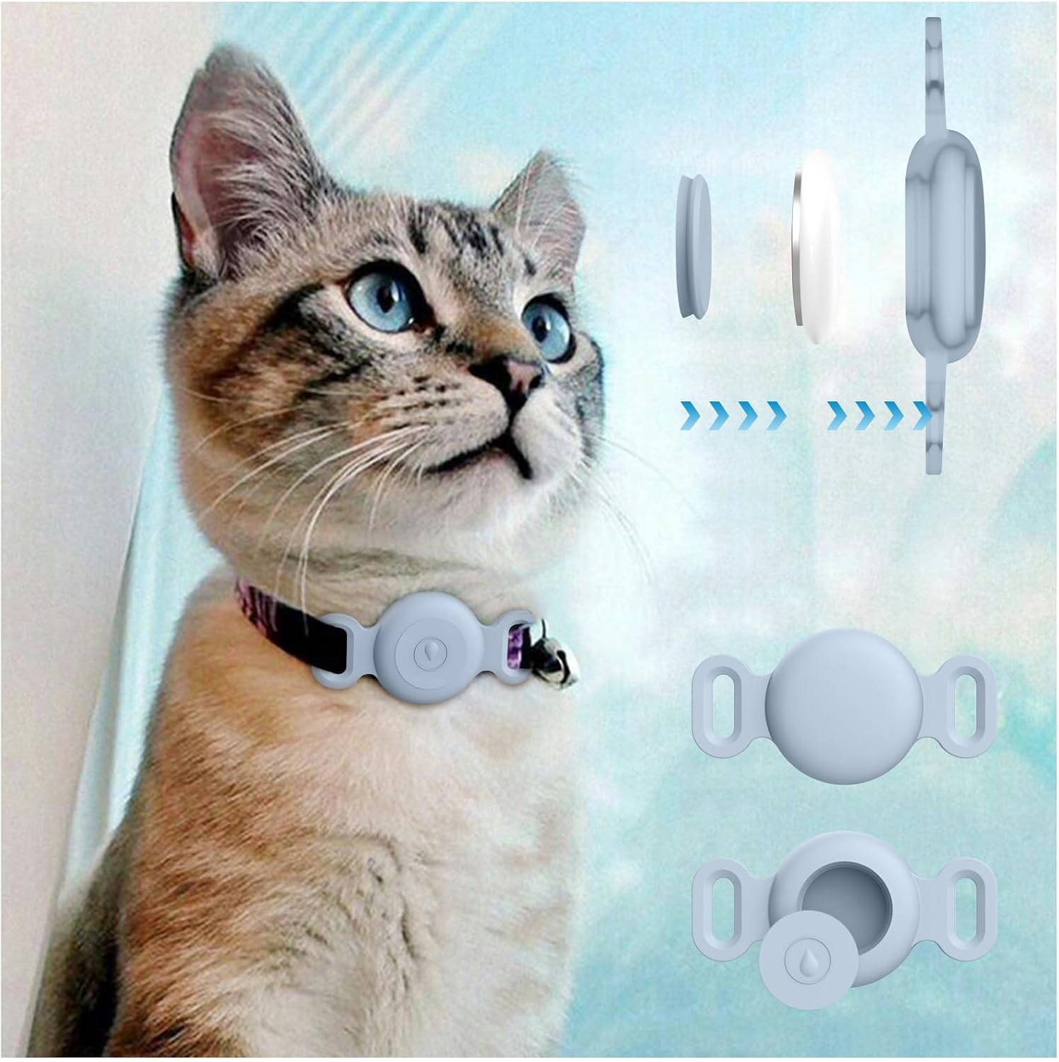 2-Pack Case for Apple Airtag Holder Dog Cat Collar, Silicone Protective Cat Dog Collar Airtag Holder, Pet GPS Tracker Collar Holder