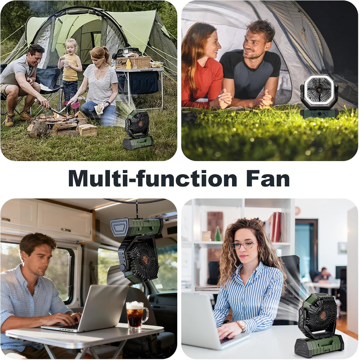Minimighty Camping Fan 20000Mah Portable Rechargeable Fan for Camping with LED Lantern, Desk Fan 4 Speeds, Timer & Power Bank Function for Travel Outdoor Fishing Office RV image number 2