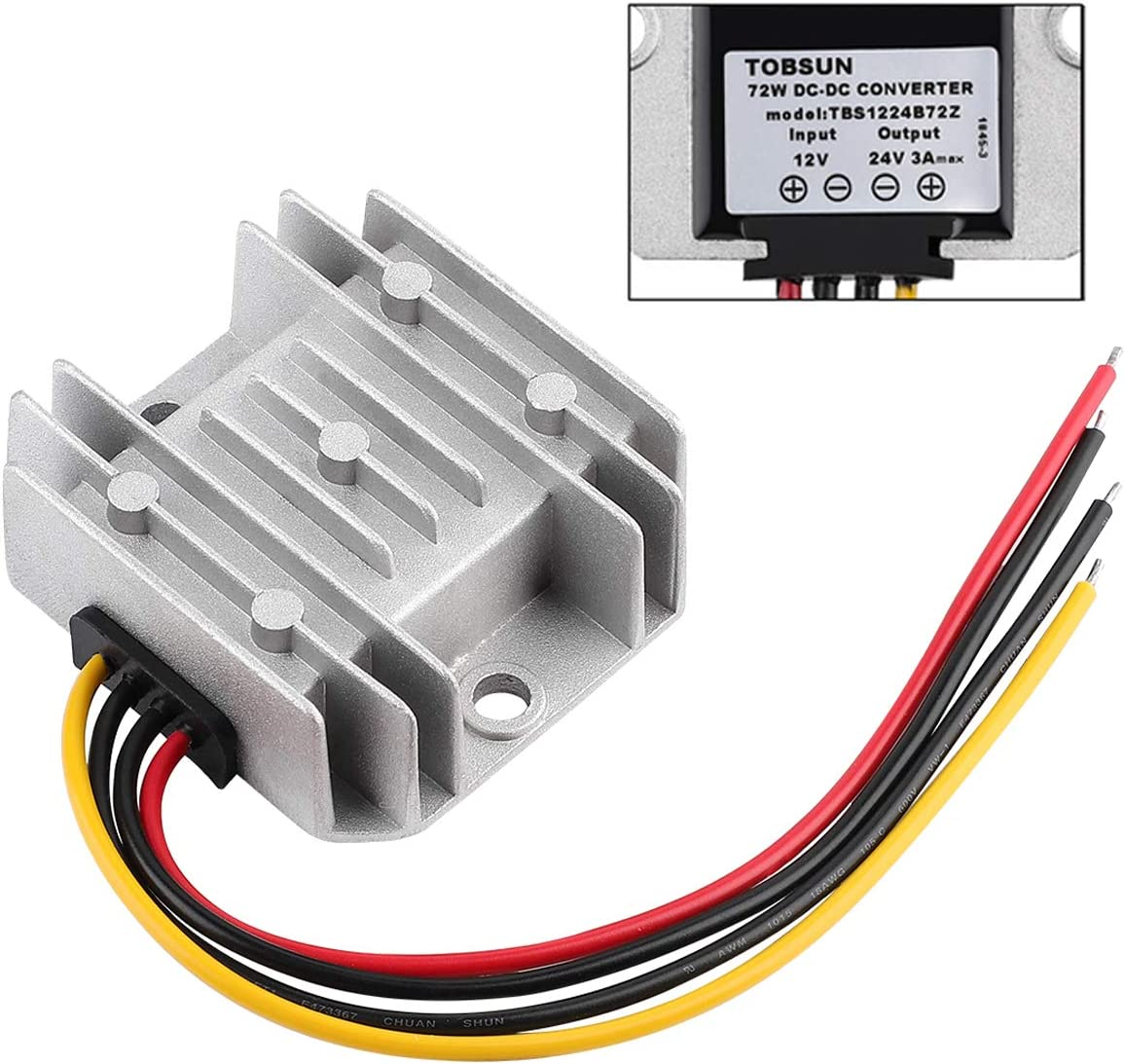 DC Voltage Converter Boost Converter DC 12V Step up to 24V 3A 72W Voltage Regulator Waterproof Module Transformer for Golf Cart Club Car