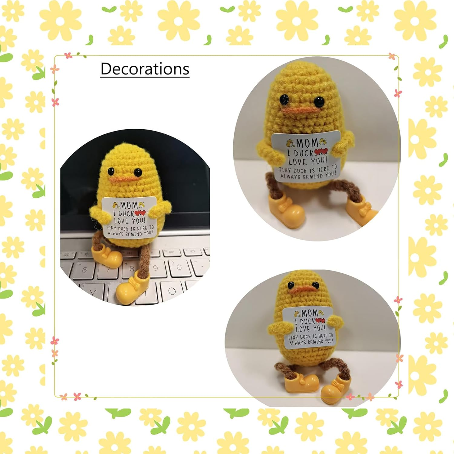 Long Legged Cute Support Duck Gifts &ndash; Handmade Crochet Knitted Positive Funny Doll Mom Birthday Mothers Day Christmas, I Duck Love You Mom, Perfect for Home Room Desk Decoration image number 4