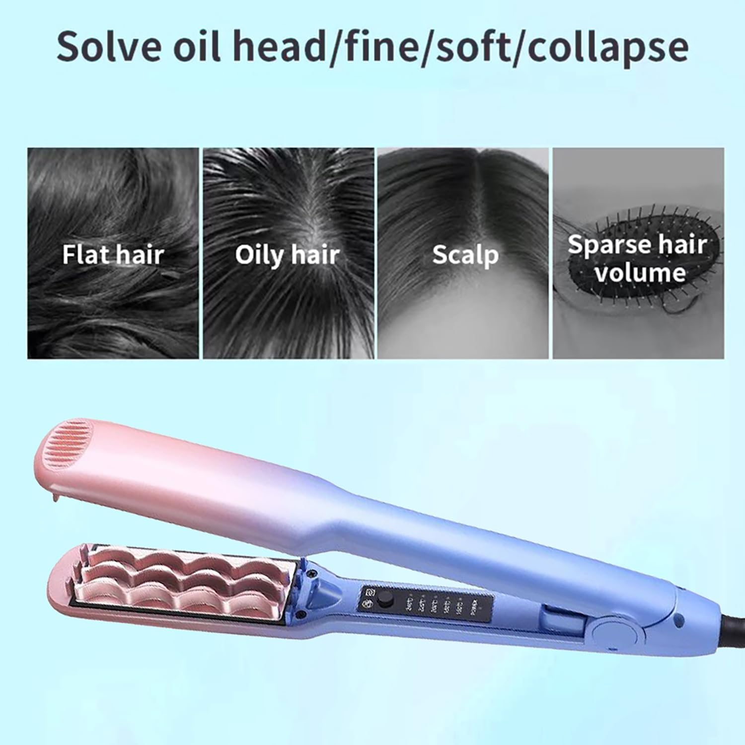 3D Ripples Hair Crimper Hair Fluffy Corrugated Curler 5-Level Temperature Volumizing Iron Styling Tools for Men and Women image number 2