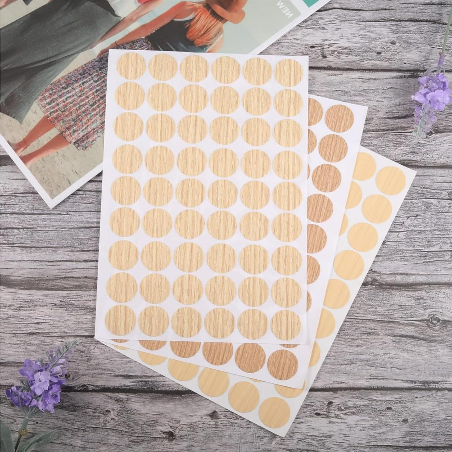 Suytvenxau Screw Hole Stickers Self Adhesive, 162 Pcs 21Mm round PVC Stickers to Cover Screws for Furniture Repair (Natural Wood) - Walnut image number 7