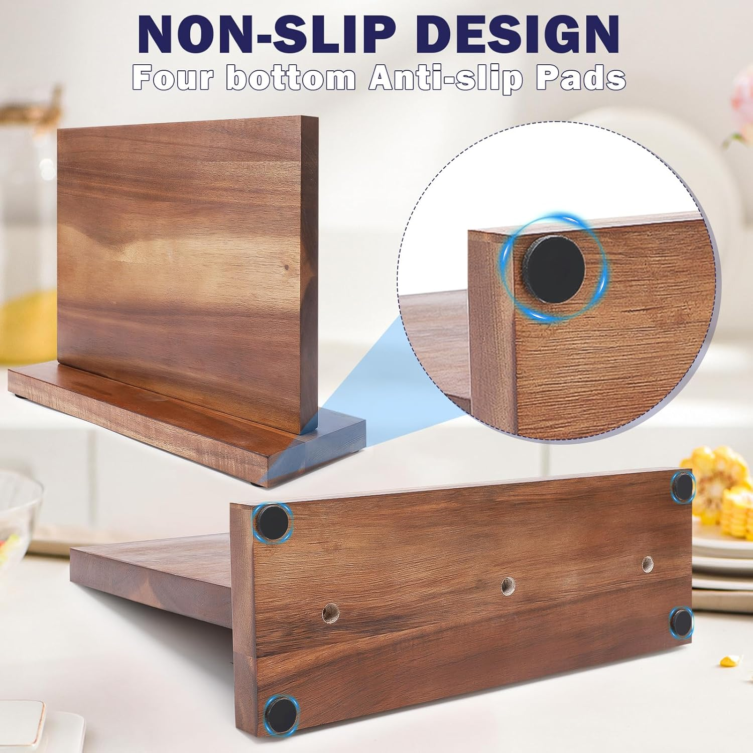 Magnetic Knife Holder, Wooden Knife Magnetic Strip, Magnetic Knife Block, with Strong Magnets, Kitchen Knives Organizer Tools No Drilling image number 1