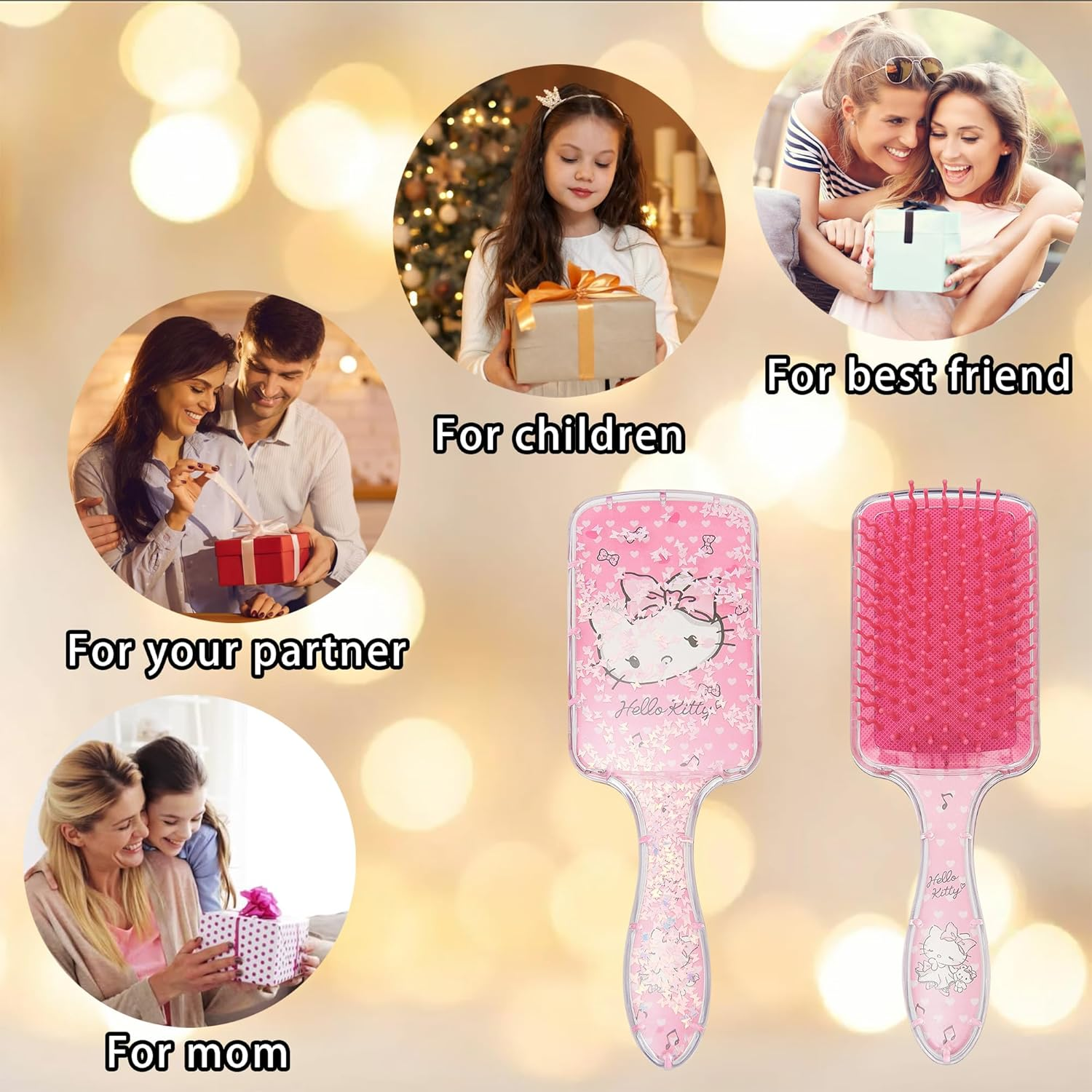 Cute Hair Brush for Women & Girls, Glide through Tangles with Ease for Thick Curly Thin Long Short Dry & Wet Hair (Pink) - Pink-4 image number 4