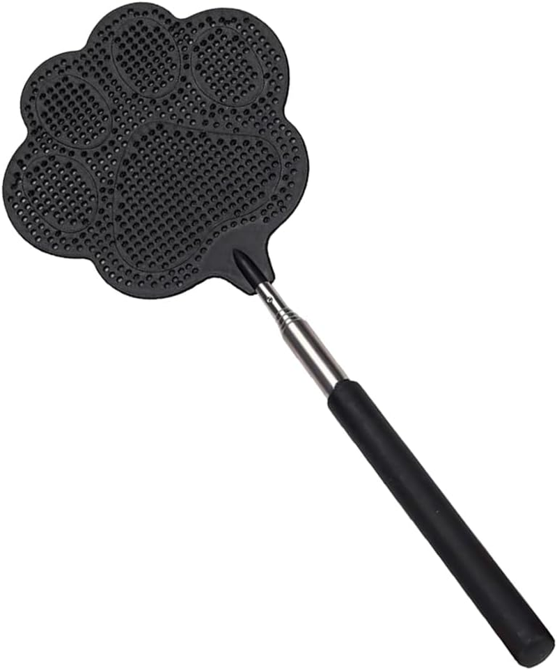 Telescopic Fly Swatter,Durable Stainless Steel Handle,Heavy Duty Black Bug Zapper Racket, Upgraded Plastic Fly Swatter Set for Indoor Outdoor Home Hiking Camping Garden (1) image number 1