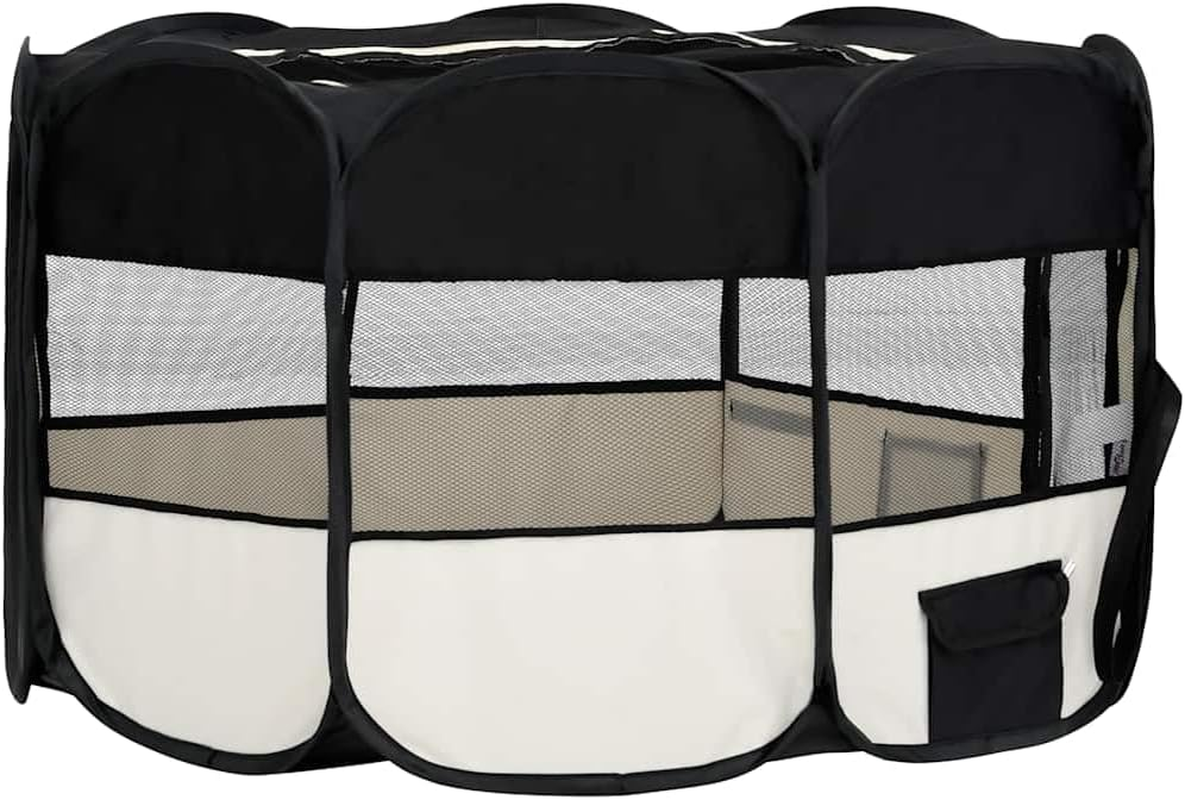 Foldable Dog Playpen with Carrying Bag - Black 145X145X61 Cm image number 2