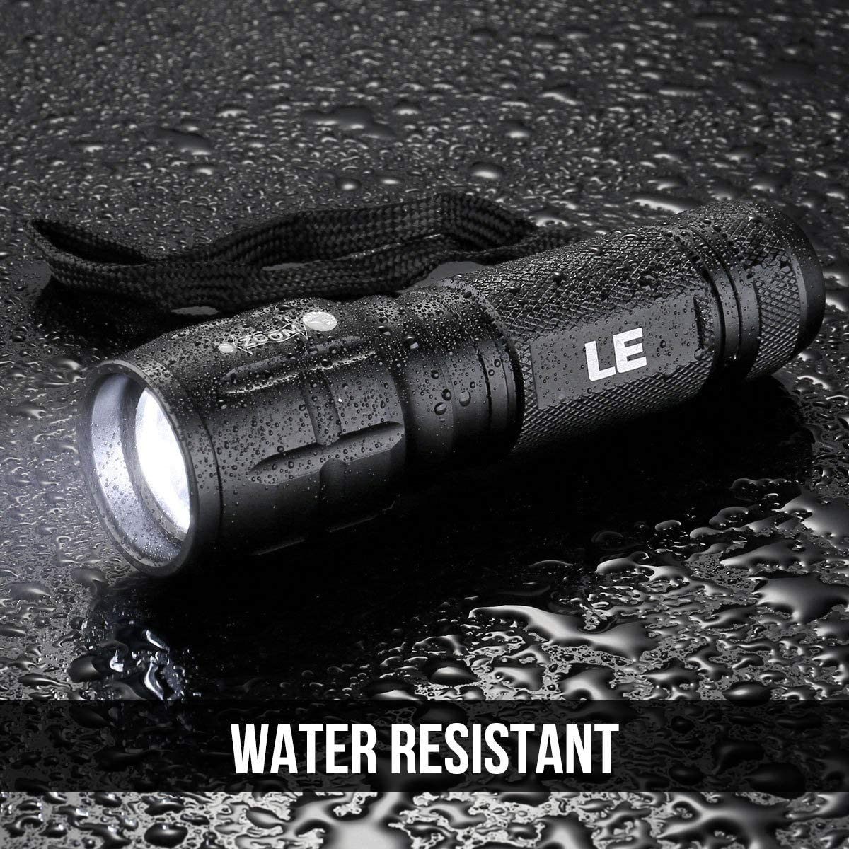 LE LED Torch, Super Bright Battery Powered Flashlight with Adjustable Focus, Waterproof, Handheld Tactical Mini Torches, Lightweight Flashlight for Emergency,Running, 3 AAA Batteries Included image number 1