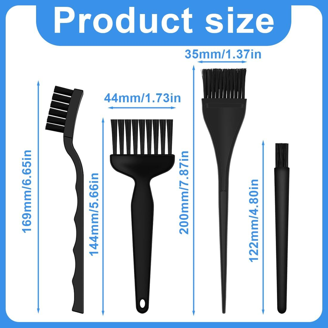 SGERUFZ 4 Pcs PC Cleaning Kit, Dust Brush, Cleaning Brush, Keyboard Cleaning, Nylon Brushes, Plastic Antistatic ESD Brush for Cleaning PC, Keyboard, Conductive Floor, Circuit Board, Motherboards