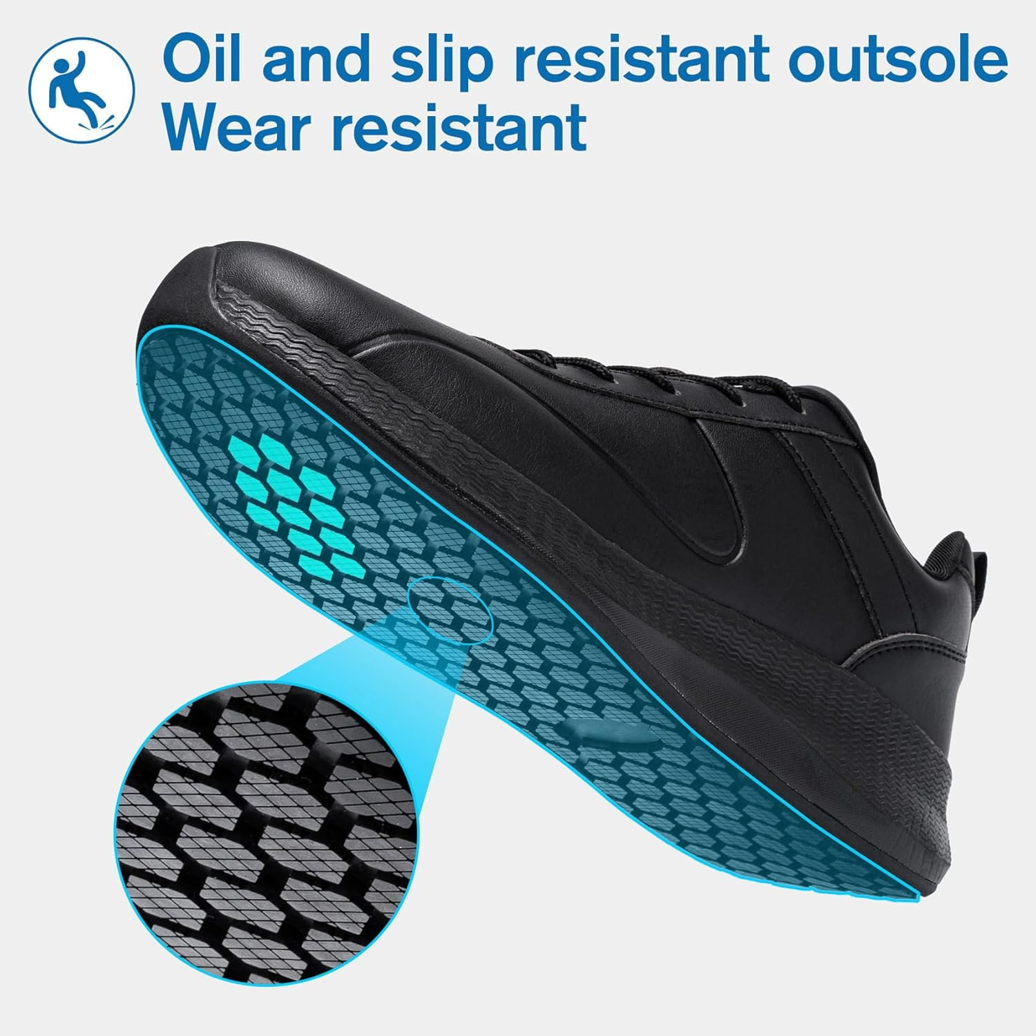 Taquco Non Slip Work Shoes for Women Food Service Lightweight Waterproof Kitchen Chef Shoe Restaurant Walking Sneakers Nursing Slip Resistant Footwear, Black