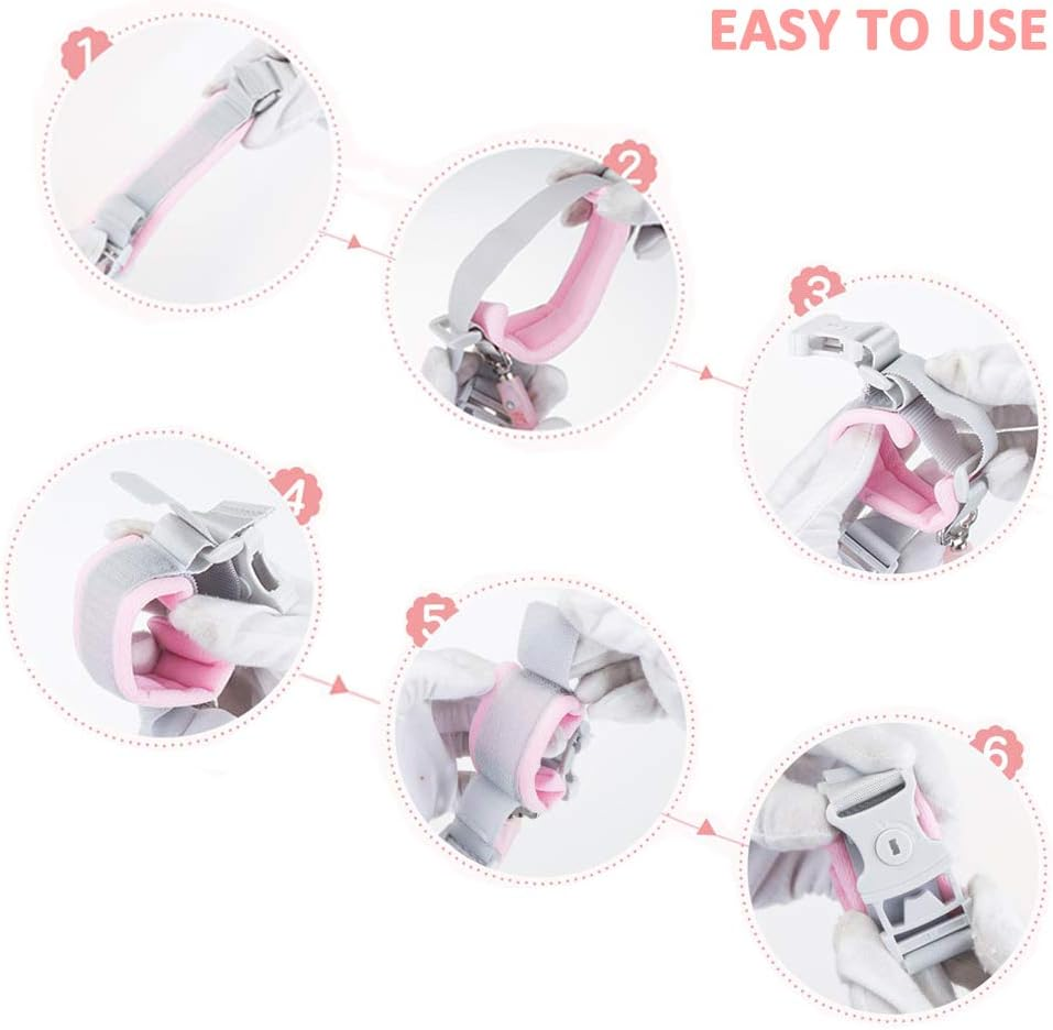 2Pcs anti Lost Wrist Link with Key Lock for Kids, Pink and Blue