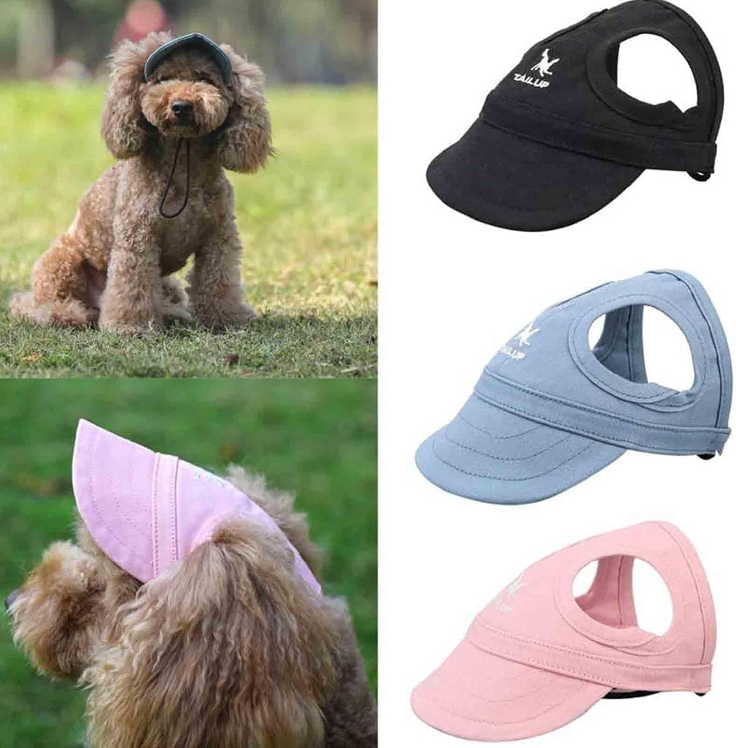 Outdoor Sun Protection Hood for Dogs, Dog Hat Canvas Dog Sun Hat Dog Baseball Cap, Dog Travel Sport Hat, Adjustable Pet Sunbonnet with Ear Holes (XL,I) image number 2