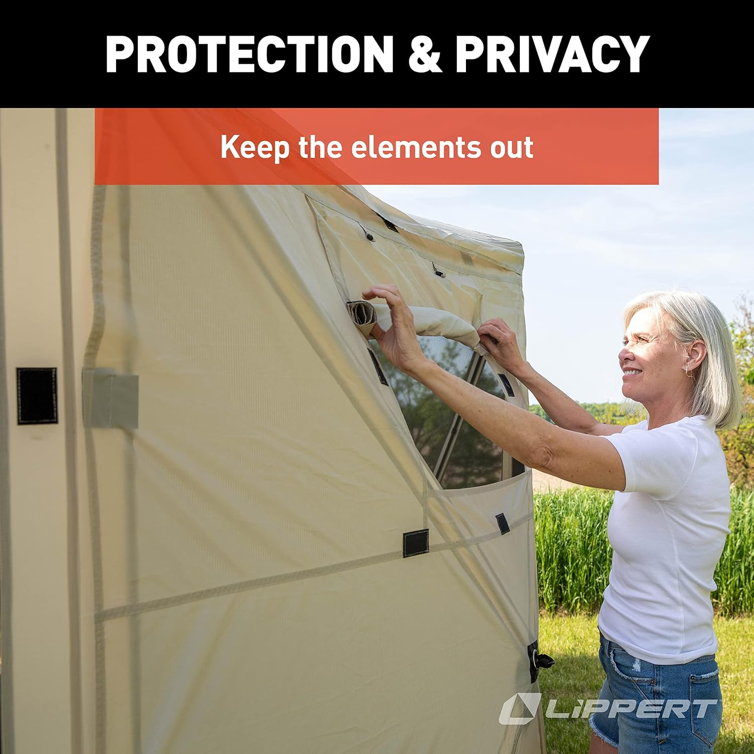 Lippert Picnic and Camping Gazebo Tent Wind Panels, Side Walls for Privacy, Sand Color