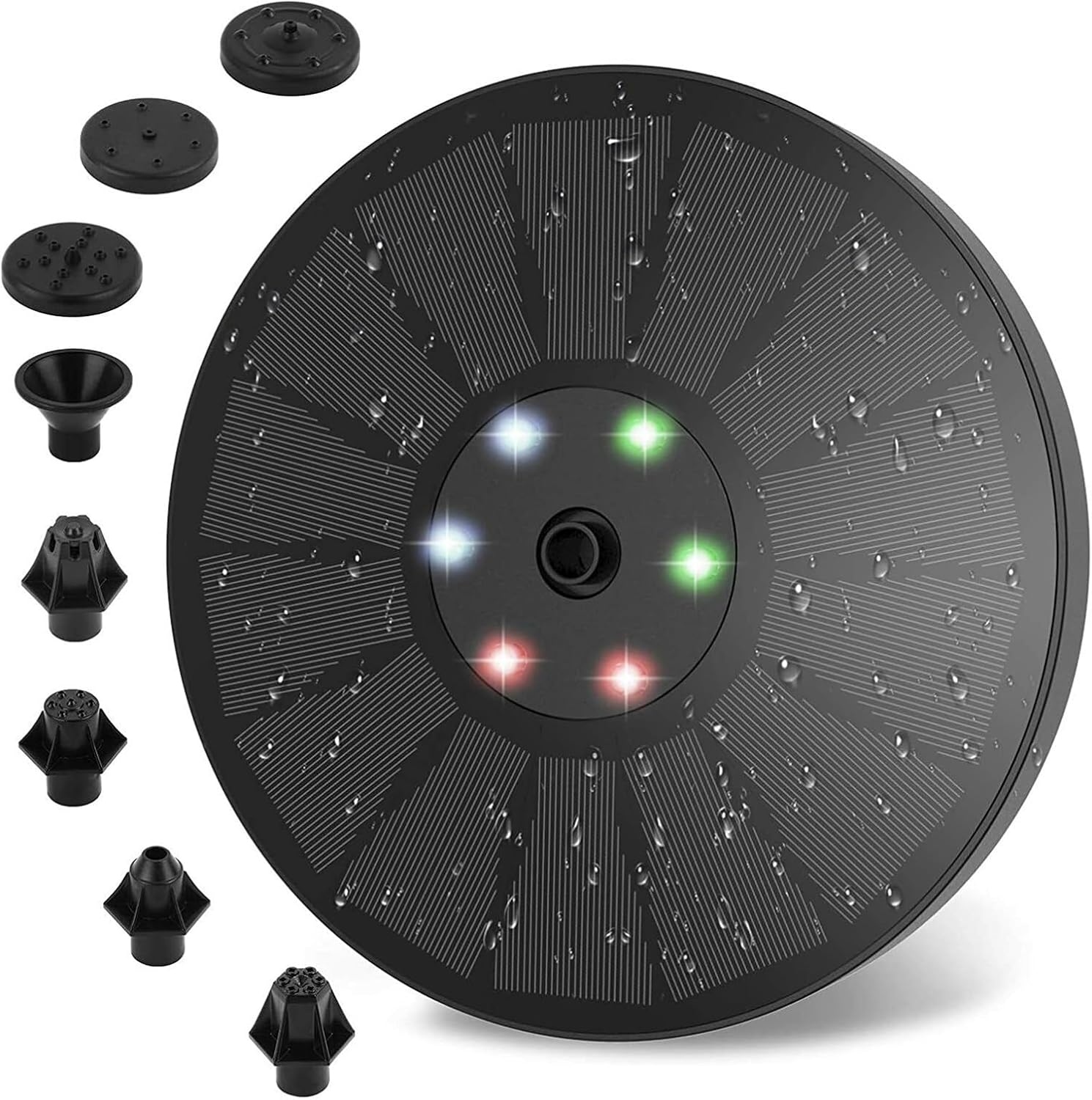 Leona Co LED Solar Fountain Pump Bird Bath, 3W Floating Water Fountain Pump with Color Led Lights for Outdoor, Garden, Fish Tank, Pond, Pool