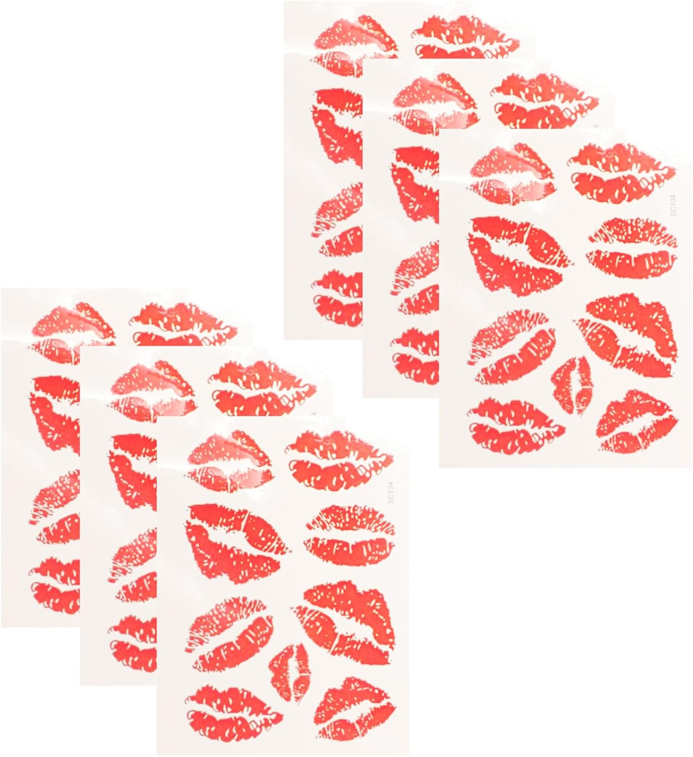 Outanaya 6Pcs Temporary Stickers Face Stickers Valentines Temporary Body Sticker Tattoo Waterproof Lip Self Adhesive Sticker Make Up image number 4