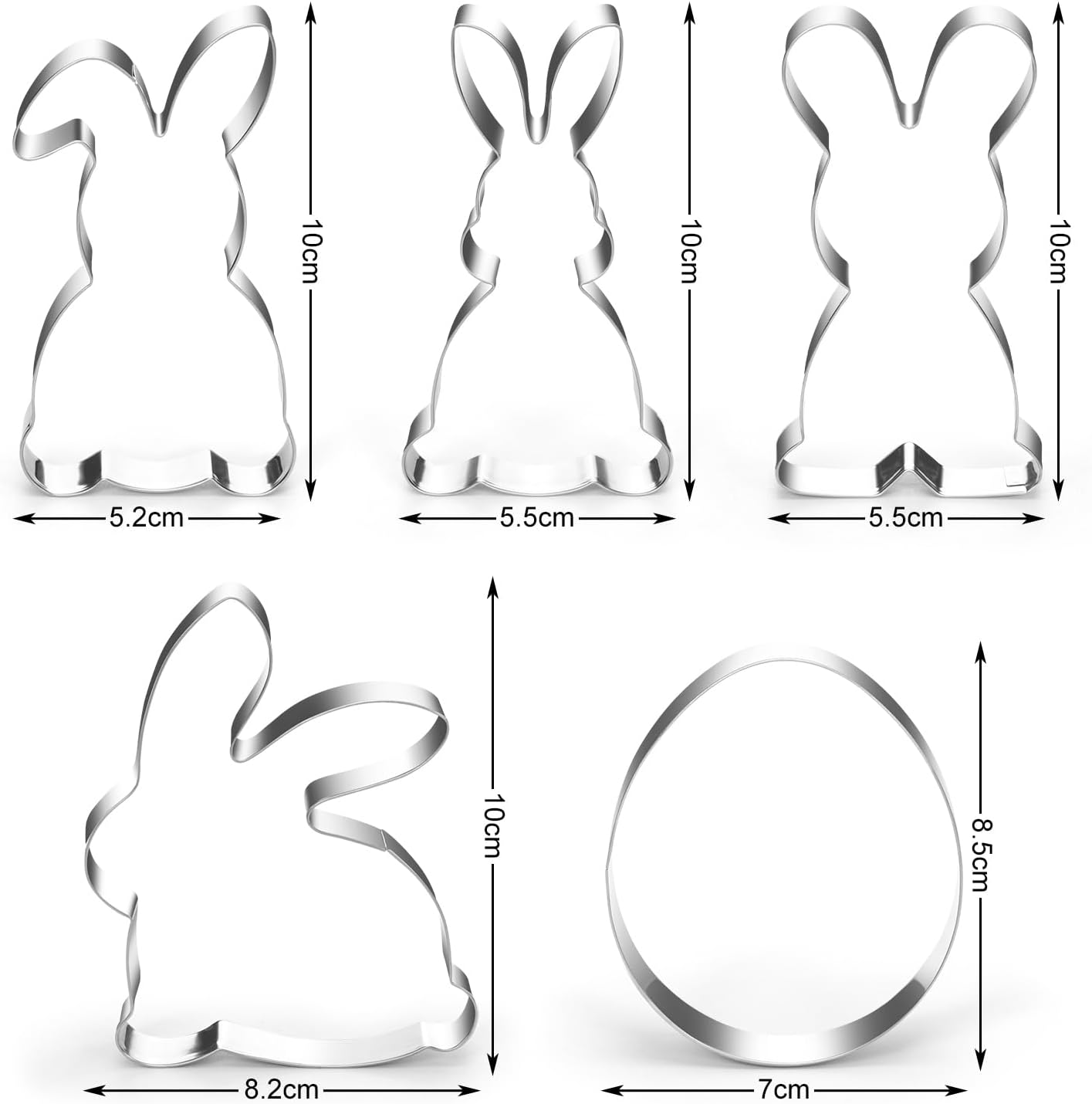 Easter Cookie Cutter, Pack of 5 Rabbit Egg Cutters, Easter Bunny Cookie Cutters, Large Easter Egg Easter Cookies Cookie Cutter, Stainless Steel Easter Biscuit Cutter Set, Easter Gift for Baking - Colourful Theme A2 image number 4