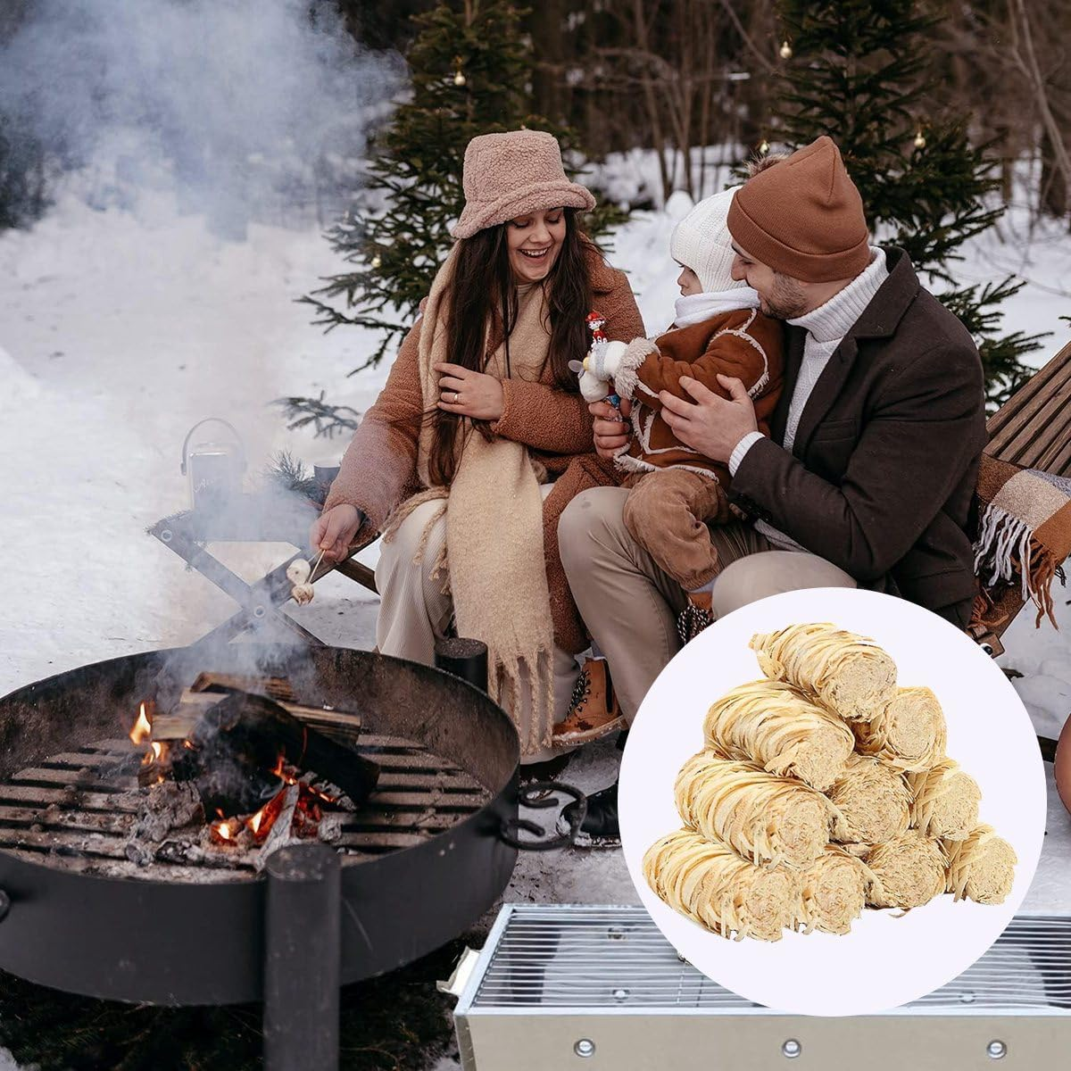 40 Piece Fire Wood Color About:5X2Cm for Fireplace, Stove & Wood, Fire Pit,Smoker, Bbq,Chimney, Pizza Oven image number 6