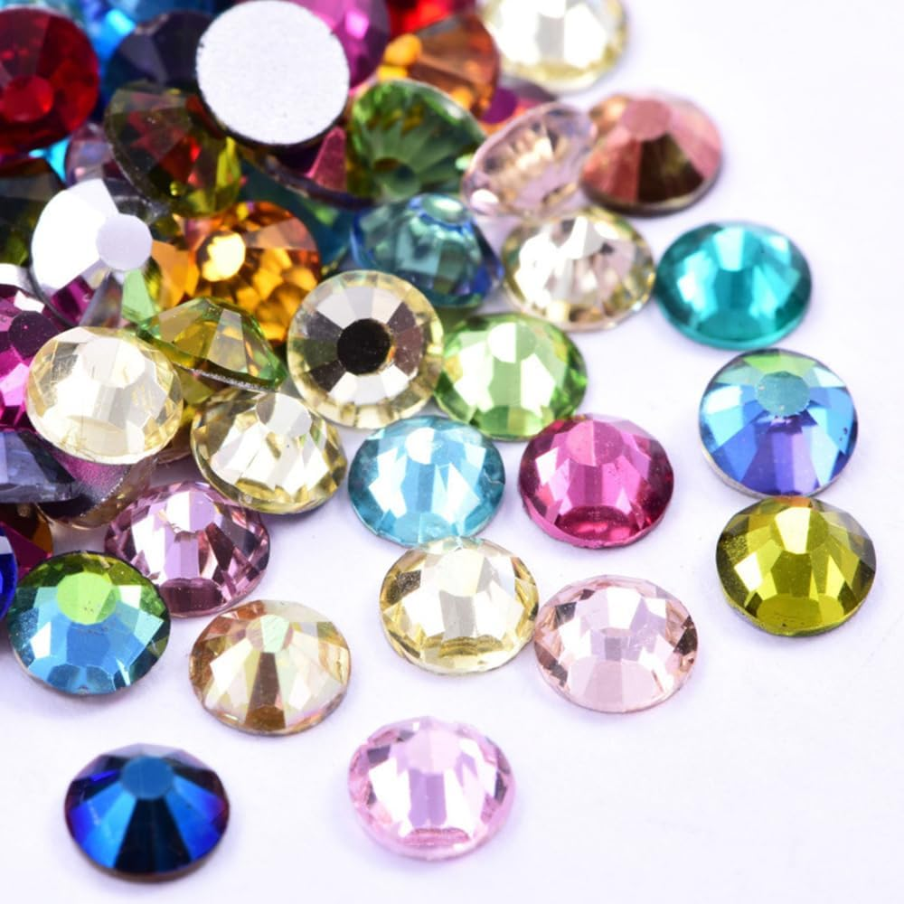 MSLSOZ Colorful Flat Back Rhinestones，200 Water Droplet Shaped Horse Eye Drills (Mixed 4 Sizes) and 700 round Flat Back Resin Rhinestones (6Mm & 5Mm)- Rhinestones for Crafting. image number 2