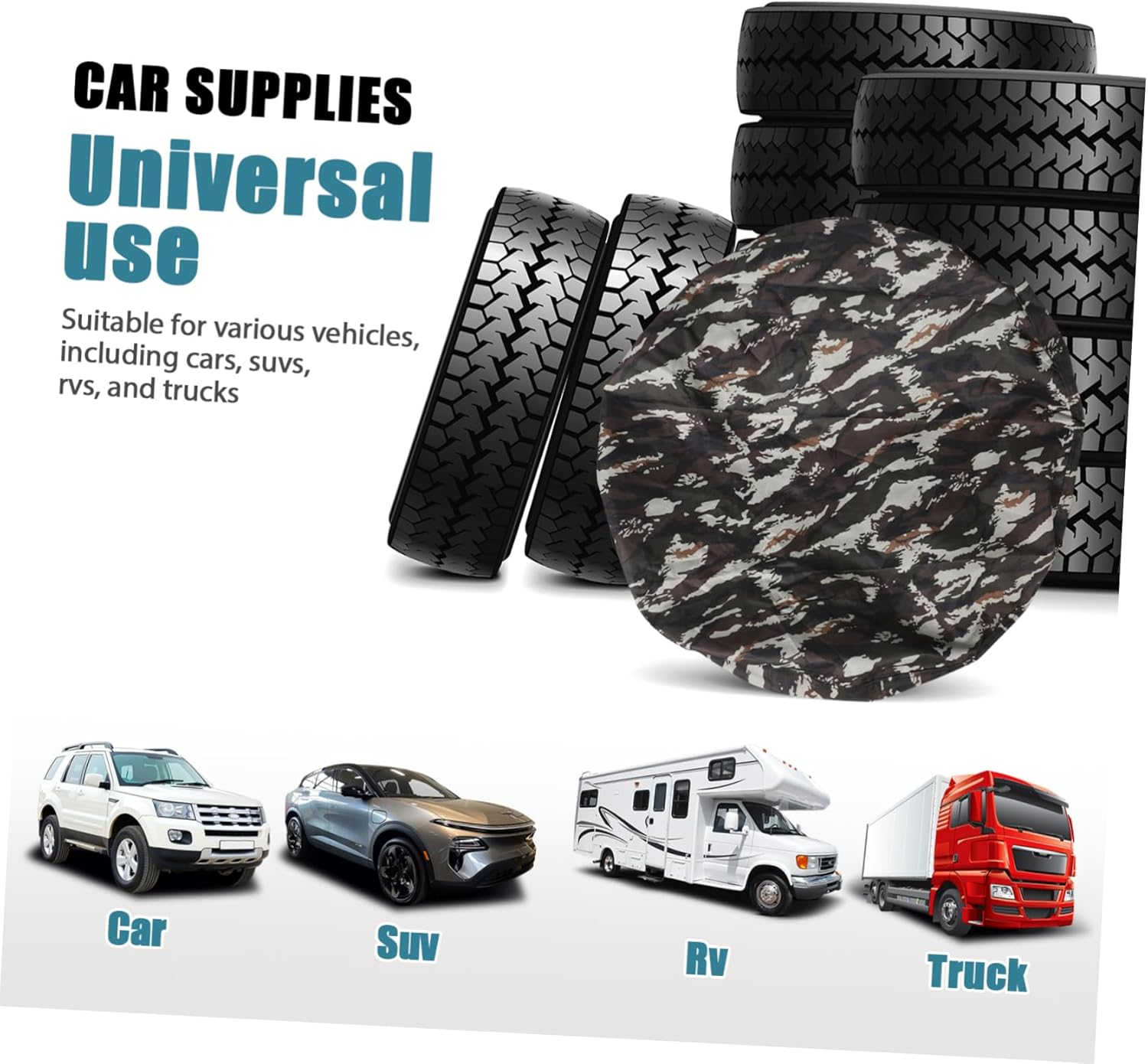 ASAKKURA Camo Spare Tire Cover Oxford Cloth Wheel Protector for Rv SUV and Truck and Easy to Install Fit for Tires Stylish Camouflage Design for Travel and Camping image number 4