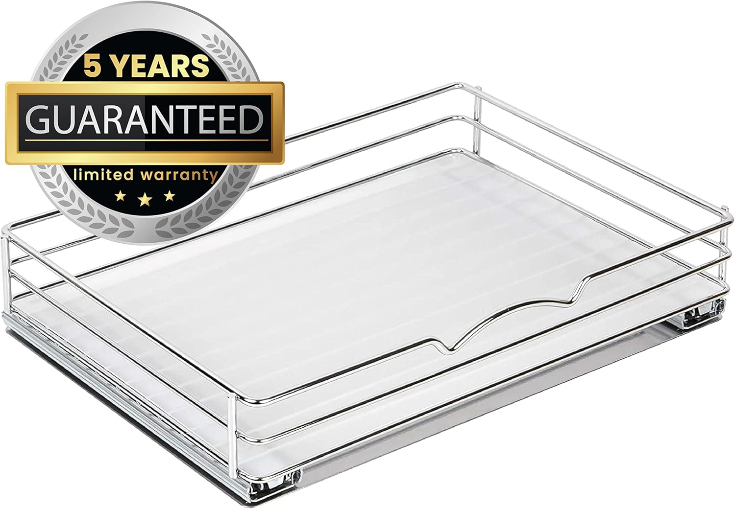 Pull Out Cabinet Organizer for Spices, Cans - Heavy Duty with Lifetime Limited Warranty- Pull Out Spice Rack- Cabinet Pull Out Shelf for Cans,Dishes, Etc, 14-3/8"Wx 10-1/2"D X 2-3/4&rdquo; H, Chrome image number 1