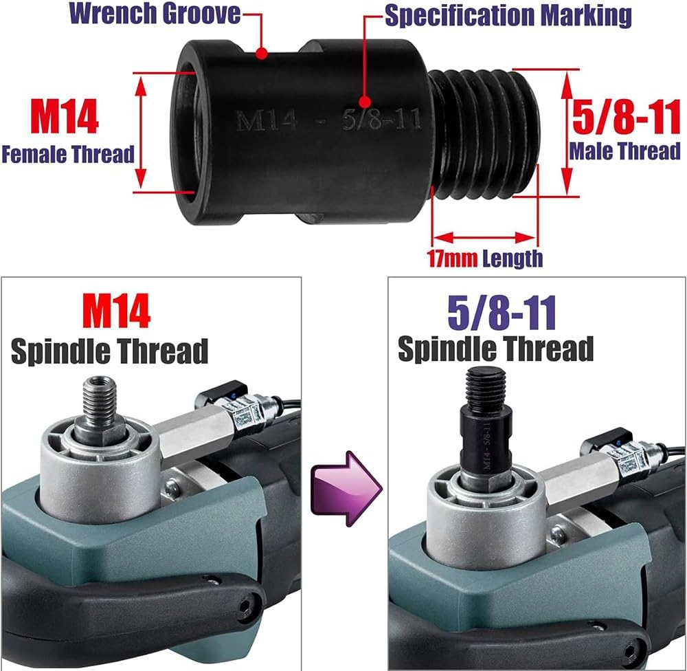 Yakamoz 2Pieces M14 Female to 5/8"-11 Male Angle Grinder Attachment Thread Adapter Converter for Hole Opener Angle Grinder, Wire Wheel Drill Adapter Tool image number 1