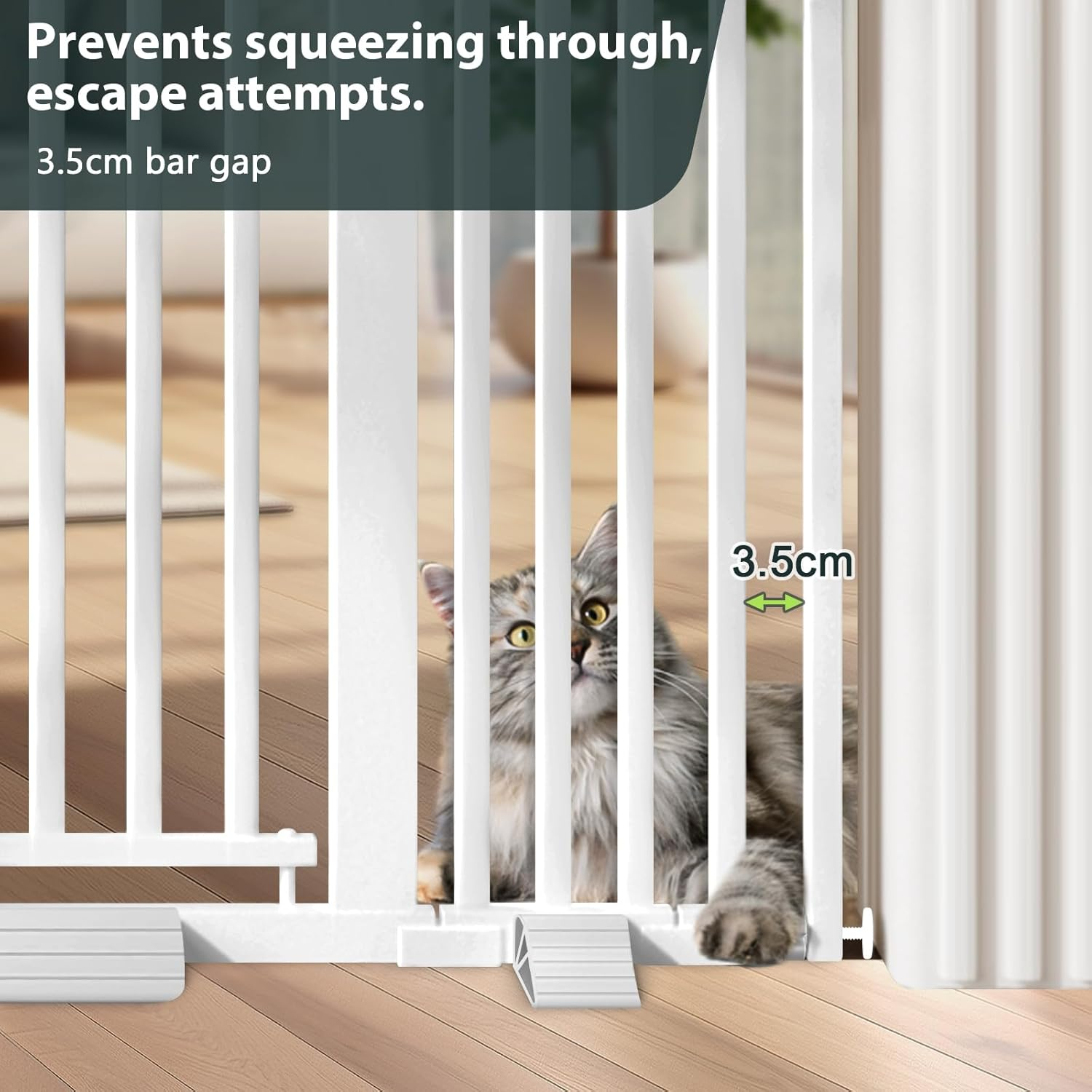 130Cm Extra Tall Cat Gate for Doorway, Auto Close Baby Gate Pet Barrier No Drill, 76-83Cm Widepressure Mounted Dog Gate Indoor(White) - 76-160 Centimeters Wide image number 4