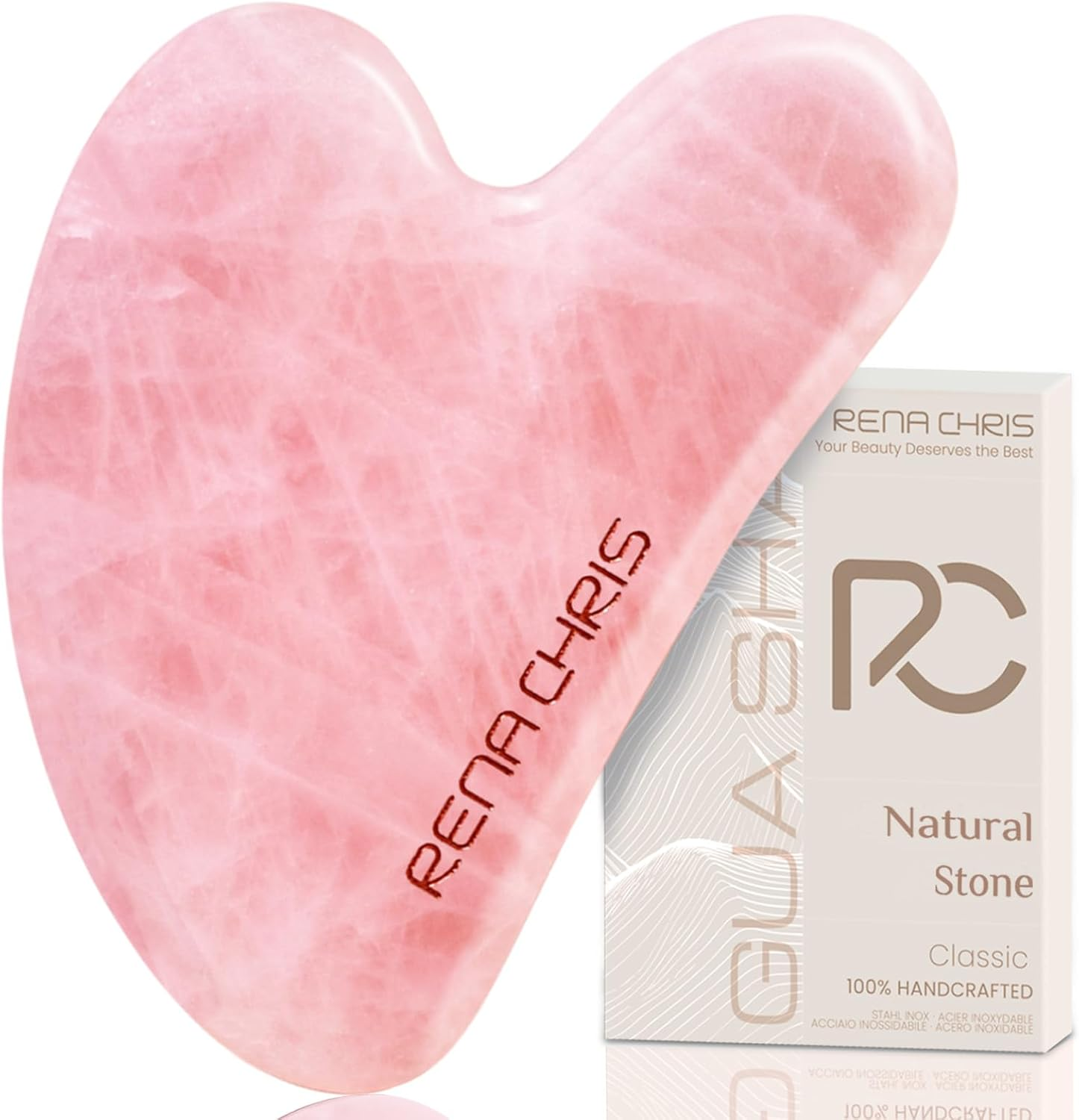 Rena Chris Gua Sha Facial Tools,Stainless Steel Guasha for Face Massager,Jawline Sculpting and Puffiness Reducing, Skin Care Gift(Silver)