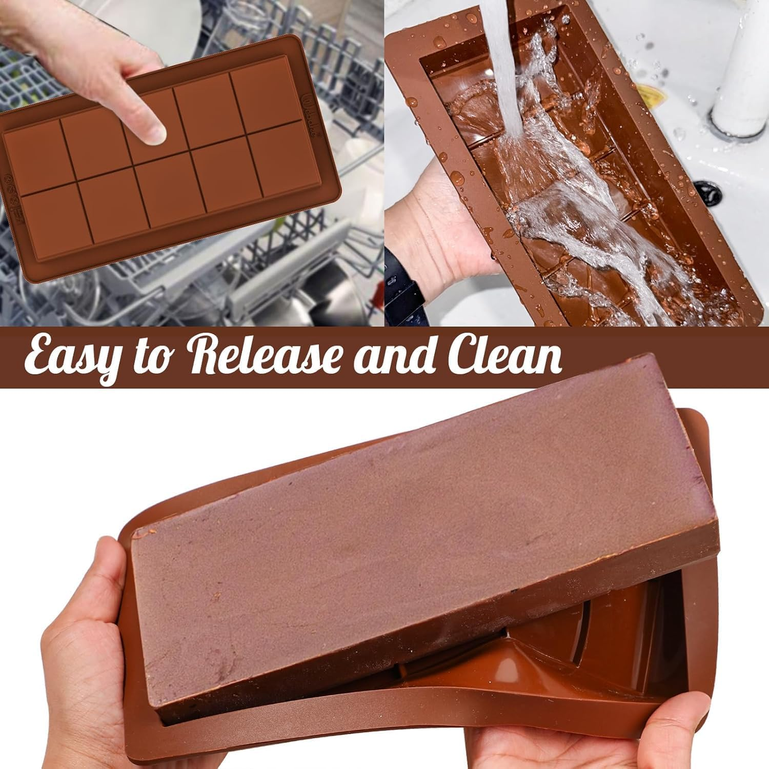 Chocolate Moulds 3Pcs Deep Chocolate Bar Moulds 1 Inch Deep Large and Thick Silicone Chocolate Bar Moulds for Stuffed Bar, Big Chocolate Candy Bar Moulds for Filling Knafeh Pistachio (Largex3)