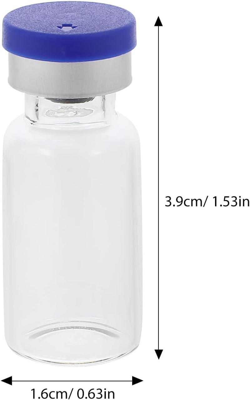 MUCKLILY 12 Pcs Clear Glass Vials Glass Headspace Vials with Plastic-Aluminum Flip Caps and Rubber Stoppers Flat Bottom Lab Vials 3Ml image number 4