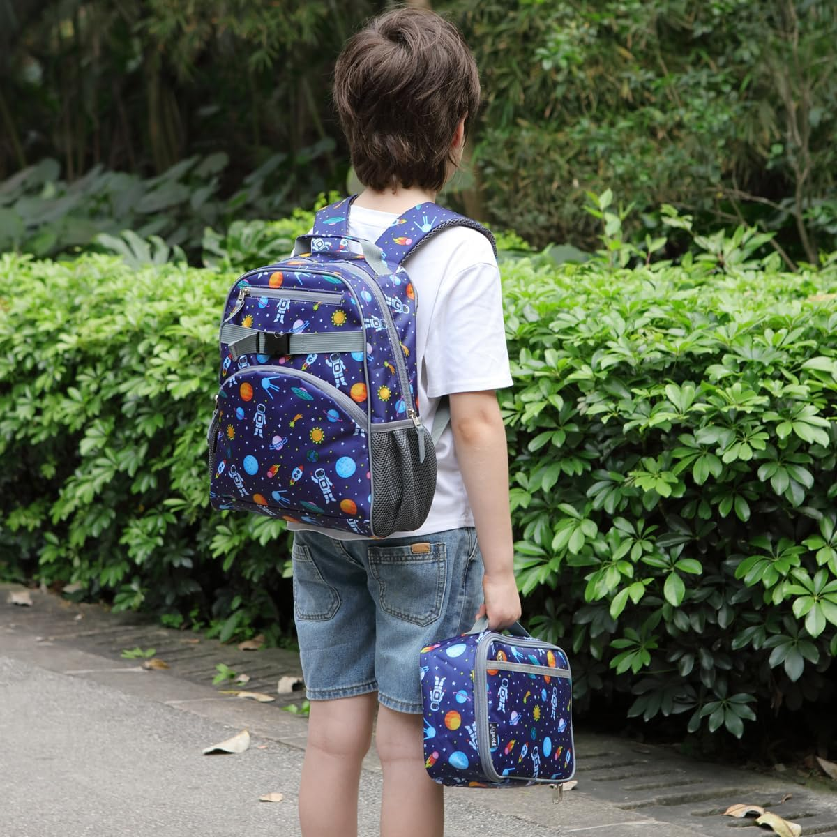 Flowfly Kids Backpack for Boys Girls, Simple Bookbag for Daycare Kindergarten School Travel, Small Modern Bag image number 4