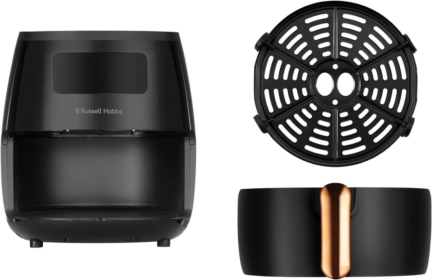 Russell Hobbs Brooklyn Air Fryer, RHAF57, 5.7L, 7 Auto Air Fry Functions, Digital Touch Screen & Display, Removable Crisping Plate, Convenient Carry Handle, Black