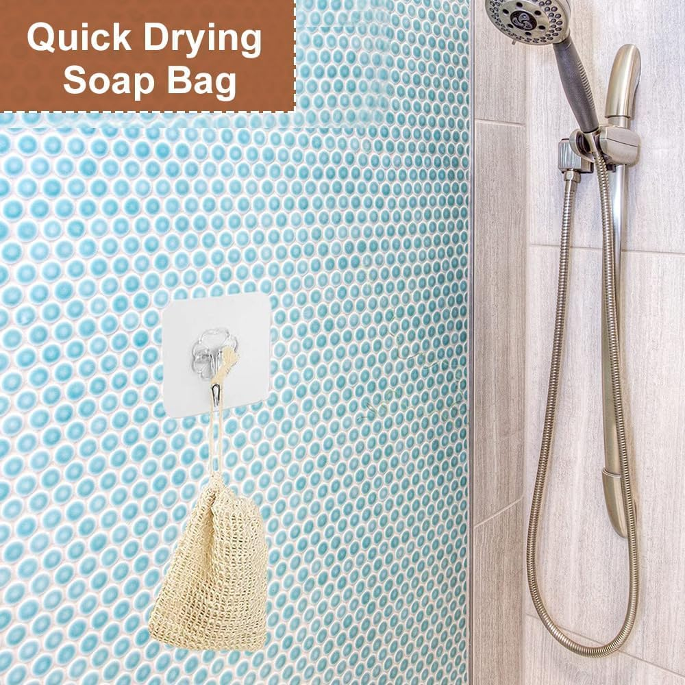 10 Pack Natural Sisal Soap Saver Bag Zero Waste Mesh Bar Soap Loofah Holder Pouch for Shower (10 Pack Yellow) image number 3