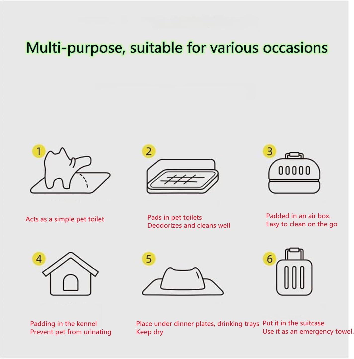 Pet Training Pads, Disposable Pet Pee Pads, Cat and Dog Potty Pads, Pet Toilets, Leak-Proof Absorbent, Bamboo Charcoal Carbon Fiber, Paper Towels.100 Pcs. (33X45Cm) image number 5