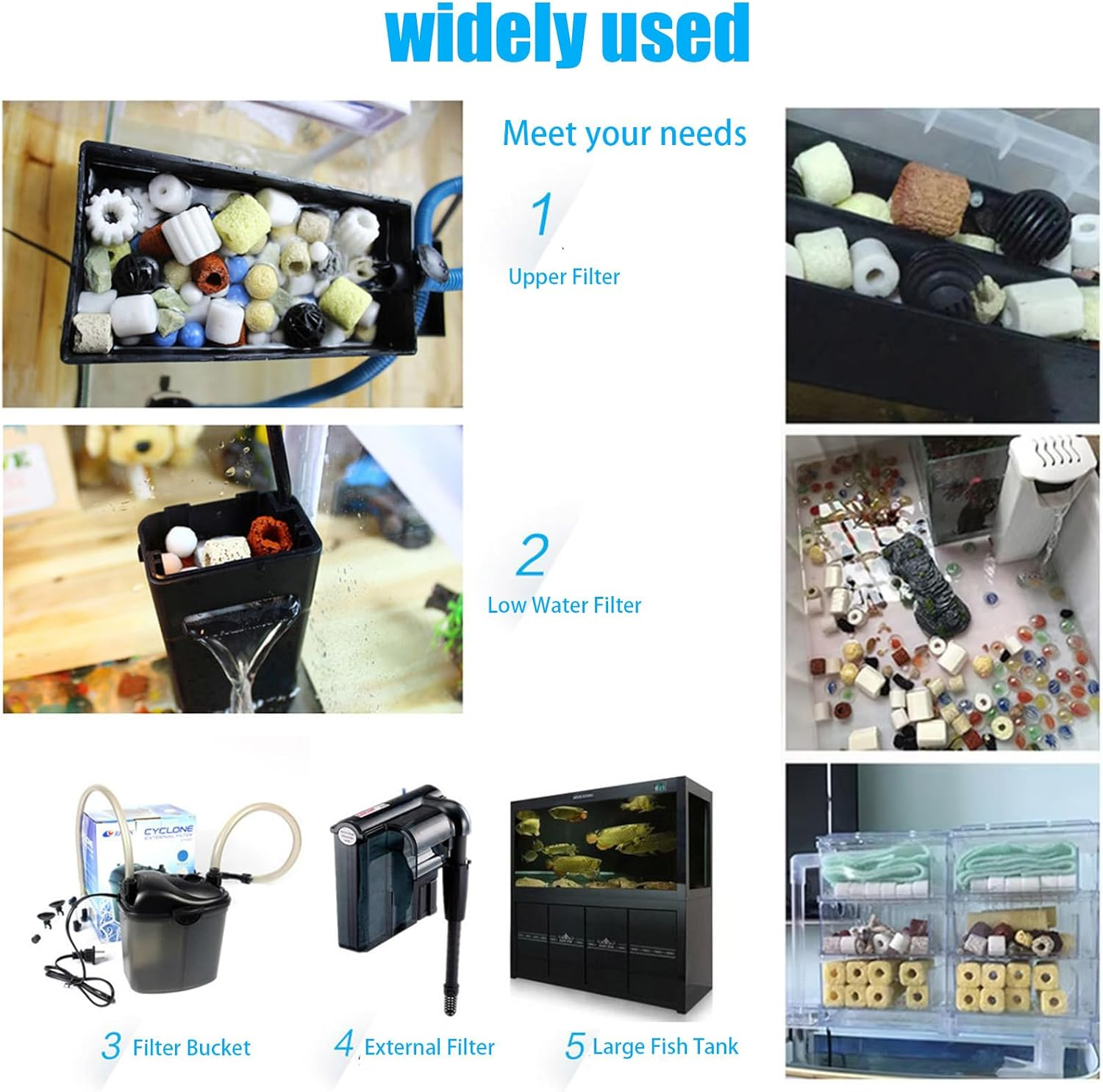 Aquarium Filter Media, 12 in 1 Aquarium Filter Media, Bio Balls Ceramic Rings Set for Aquarium Fish Tank Pond,Fish Tank Filter, Accessories 500G image number 6