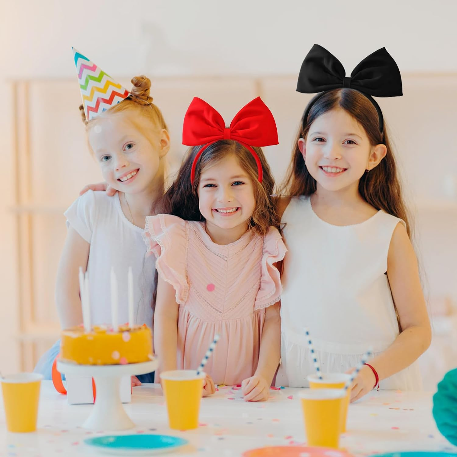 EUYKQNOI Black Bow Headband Headdress for Women and Girls, Valentine'S Day Red Bow Hair Bands Hair Band Perfect Hair Accessories for Party and Cosplay, Pack of 2 image number 3