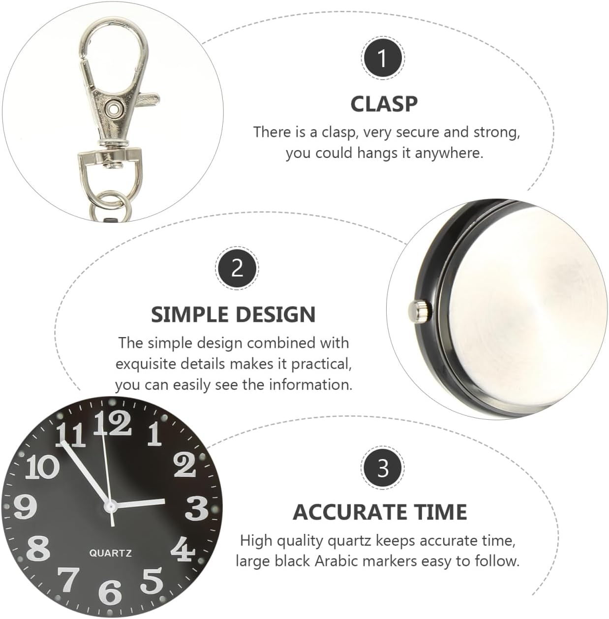 Sosoport 2 Pcs Pocket Watch Wrist Alloy Miss Quartz Watches Numerals Dial Pocket Watches