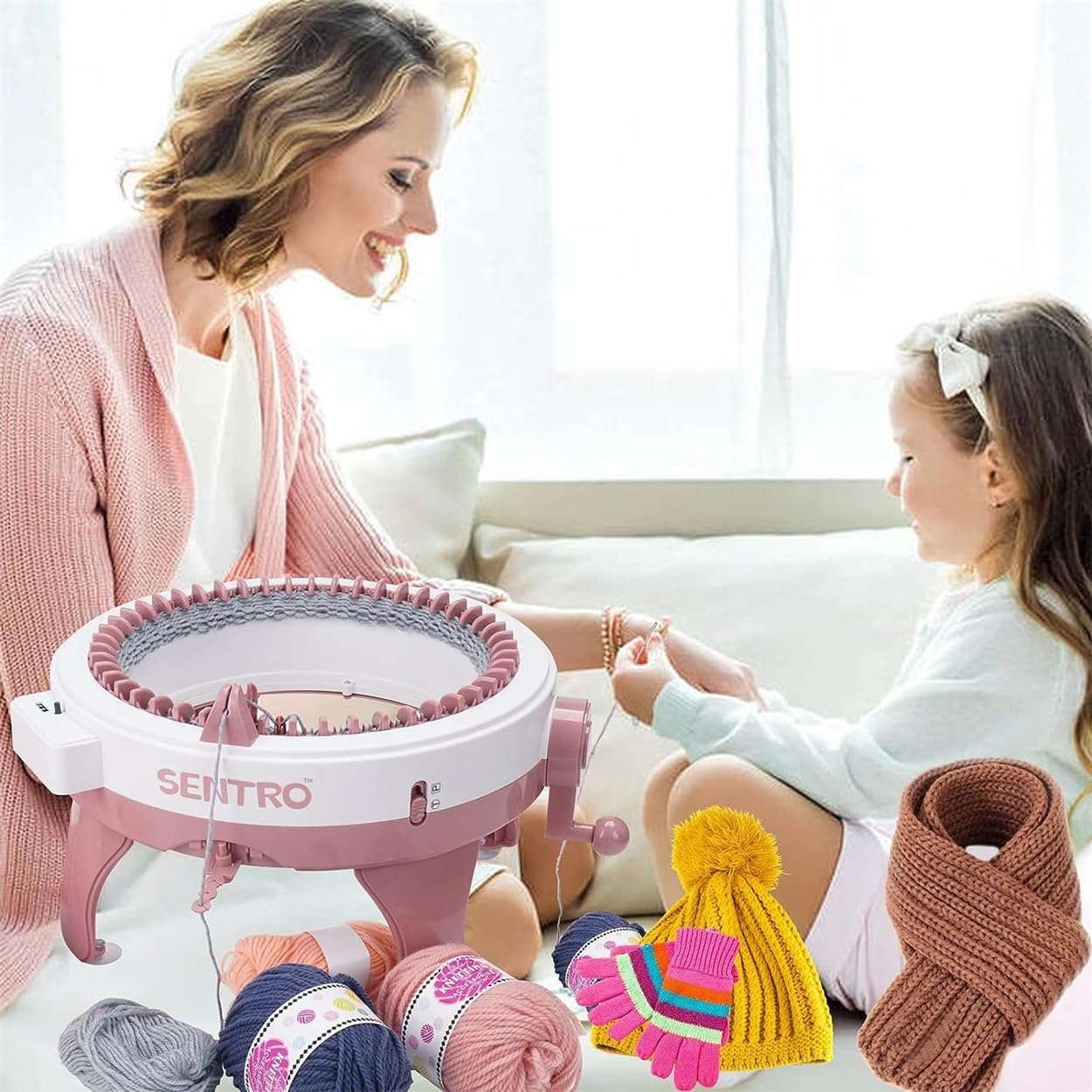 Knitting Machine - 48 Needles Loom with Row Counter, Crafts Smart Weaving Kit, Rotating Double Knit Board for Sock/Hat, Adults or Kids image number 6