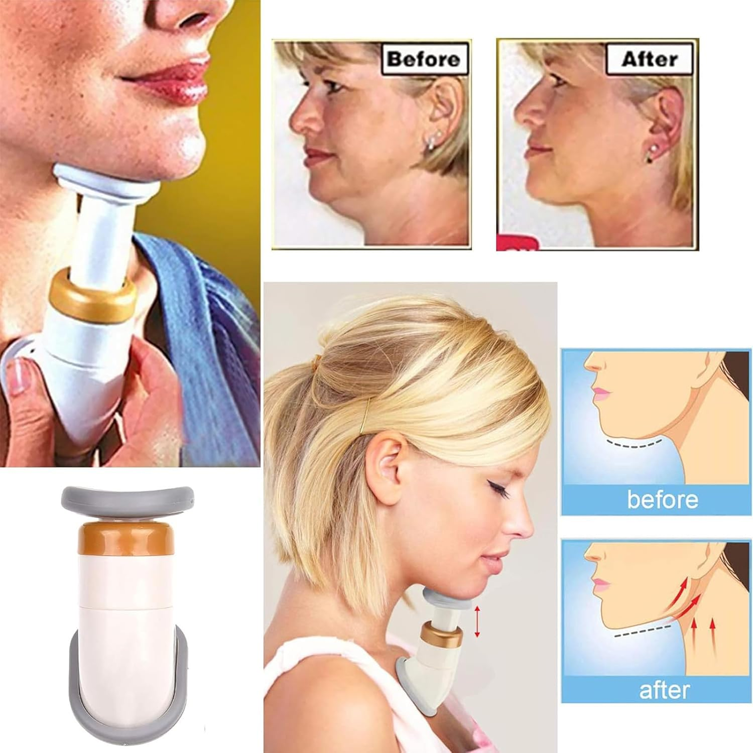 Neckline Slimmer | Chin Exerciser - Facial and Neck Massage for Men and Women, Face Lift Device, Neck Toner Device for Firming and Lifting image number 3