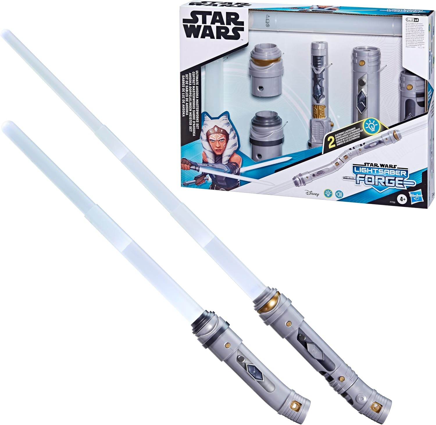 Star Wars Lightsaber Forge Ultimate Ahsoka Masterworks Set, Double-Bladed White Customizable Electronic Lightsaber, Star Wars Toys for Kids image number 2
