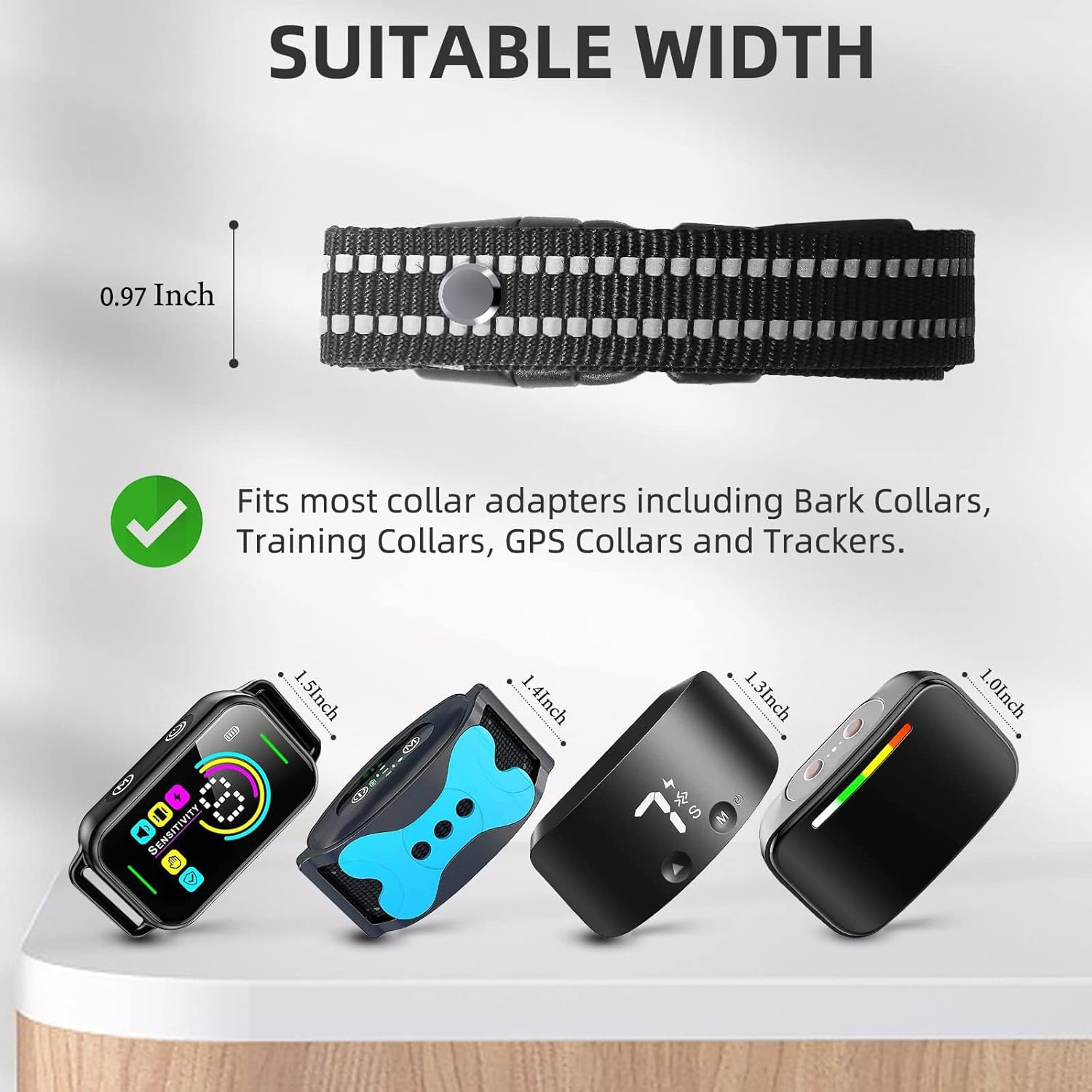 Collar Replacement Strap, Reflective Replacement Nylon Collar Strap Dog GPS Training Bark Receiver Collars, Durable Adjustable E Collar Straps for Small Medium Large Dogs, Black image number 3