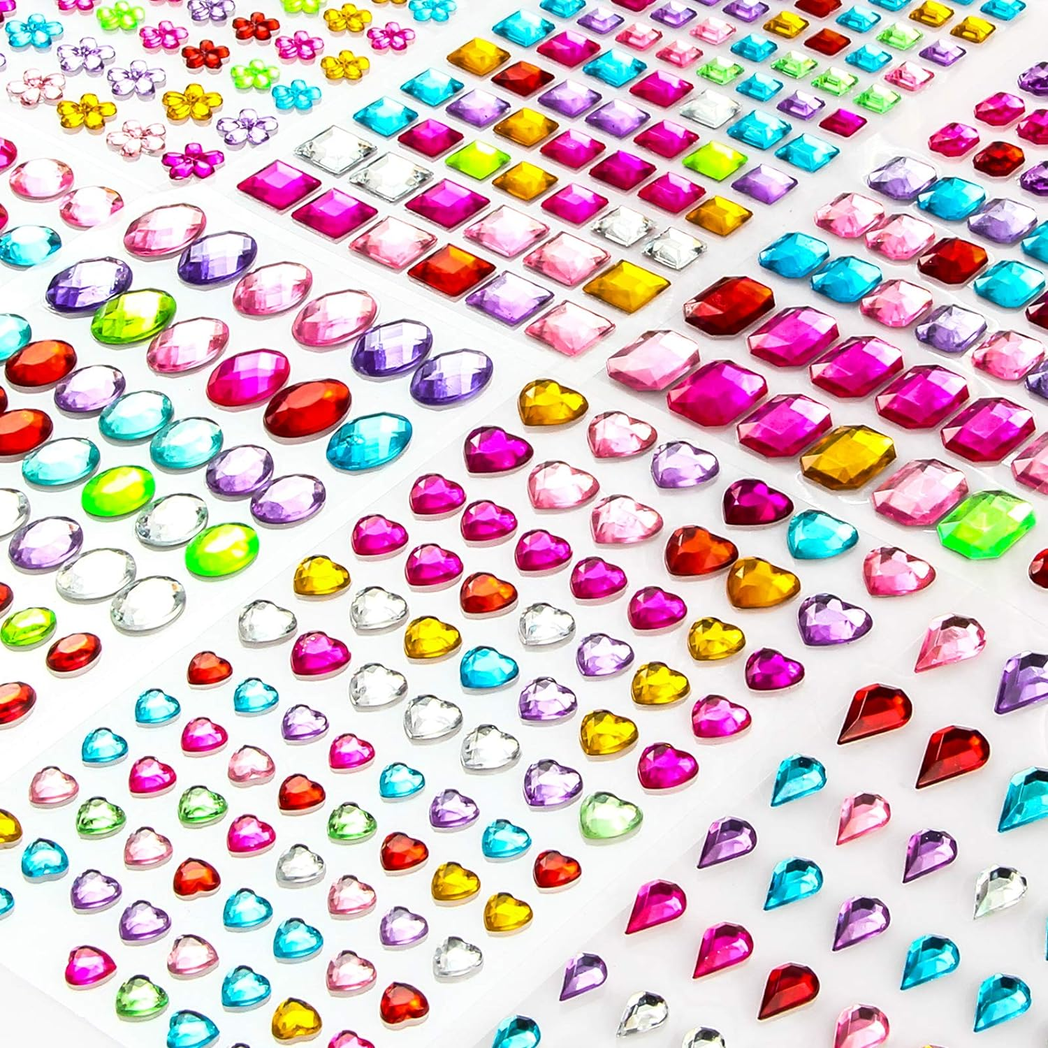 Gem Stickers 1200+ Self Adhesive Jewel for Crafts Sparkly Flatback Rhinestone Stickers Crystal Sticker for Kids DIY image number 4