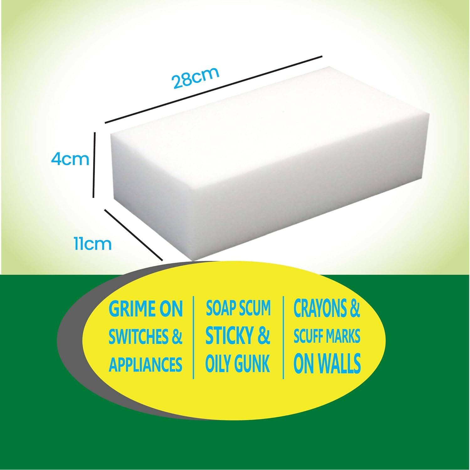 White Magic King Eco Eraser Sponge &ndash; Extra-Large 28 X 11 X 4Cm, Chemical-Free Stain Remover for Walls, Floors, Appliances & More, Micro-Abrasive Technology, Reusable & Long-Lasting image number 2