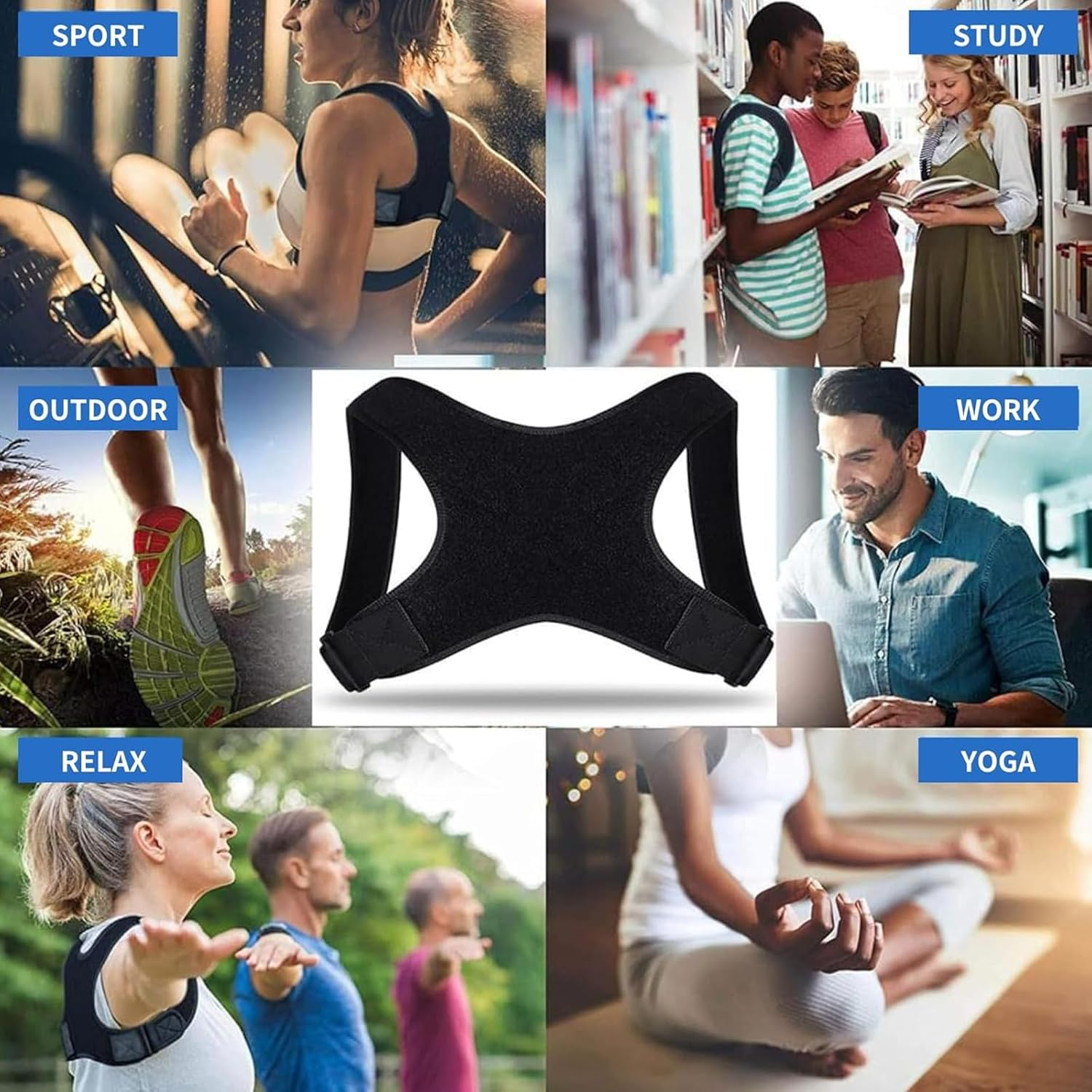 Posture Corrector，Annuoyi Posture Corrector for Women and Men,Adjustable Posture Corrector, Shoulder Brace, Helps Relieve Back Pain and Neck Pain - Promotes Good Posture image number 1