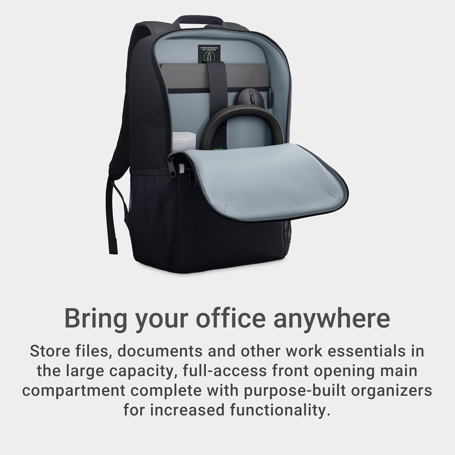 Dell 14-16 Ecoloop Essential Backpack 14-16 - CP3724 - Lightweight, Two Mesh Side Pockets, Built-In Accessories Organizer, Dedicated Padded Laptop Sleeve - Black image number 2