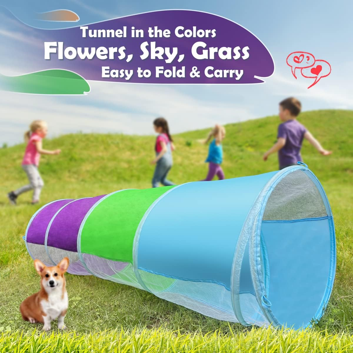 Kids Play Tunnel for Toddlers, Stlove Pop up Crawl through Tunnel Play Tent for Baby Infant Children or Dog with 2 Mesh Sides, Kids Tunnel Toys or Gift Indoor & Outdoor image number 6