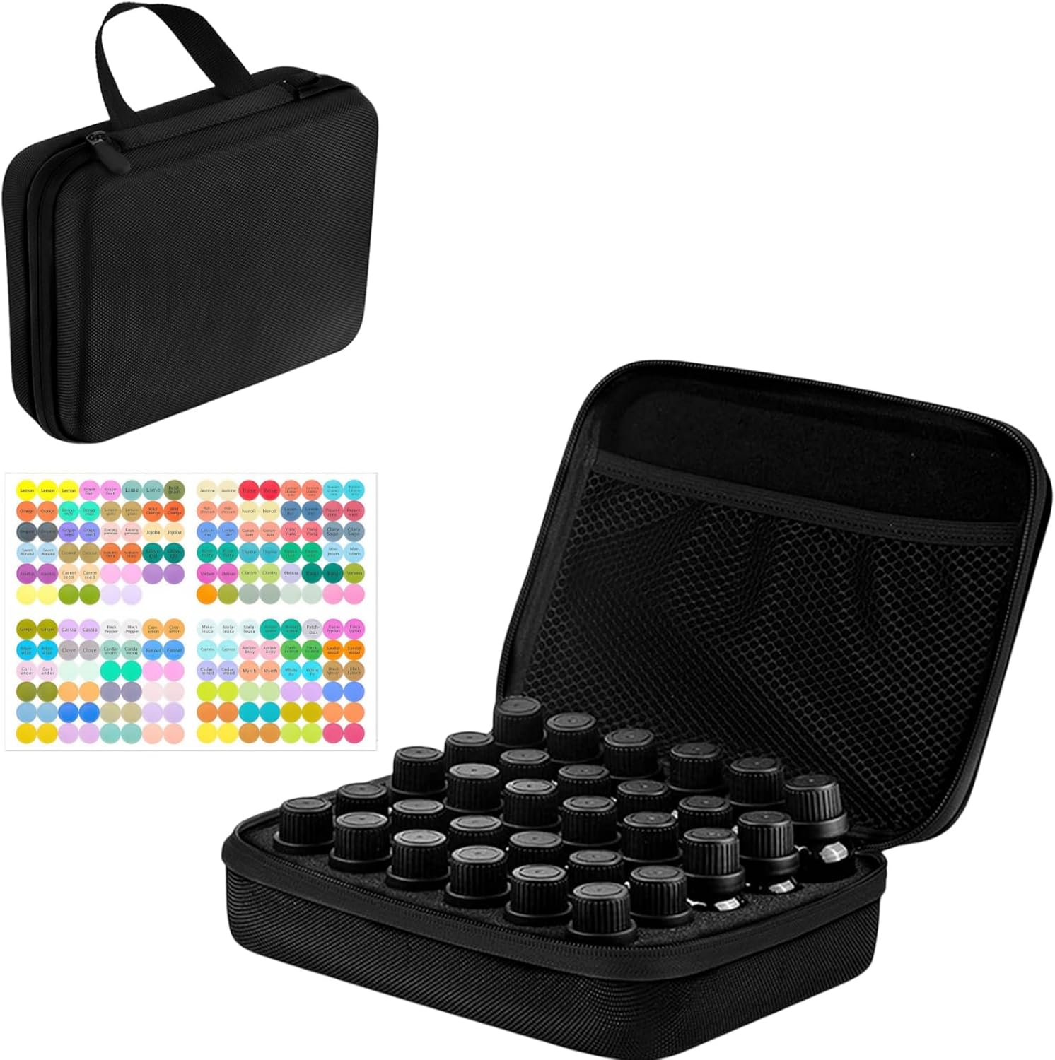 BLIRITEL EVA Essential Oils Organizer, 30 Bottles Hard Shell Essential Oil Storage Carrying Case, Essential Oils Boxes Holds 30 Bottles with 5Ml,10Ml,15Ml (Black)