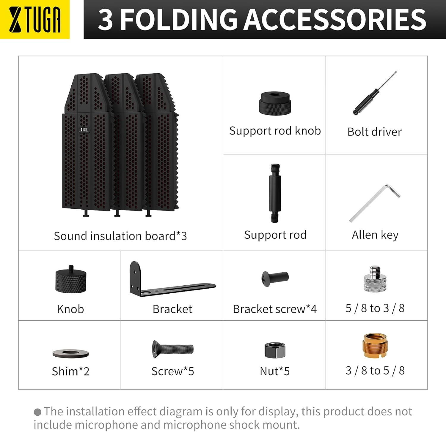 XTUGA Recording Microphone Isolation Shield with Pop Filter,High Density Absorbent Foam to Filter Vocal,Top Enclosed Foldable Soundproof Cover for Blue Yeti/Condenser Microphone Recording Equipment (BURNER PRO) image number 5