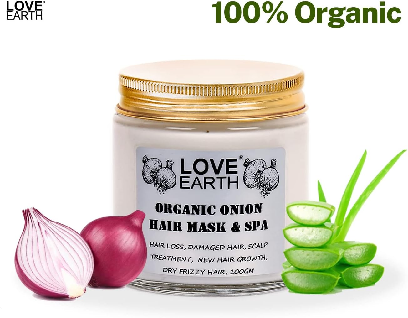 Love Earth Organic Onion Hair Mask and Spa with Onion Extract for Smooth and Frizz Free Hair 100Gm image number 3