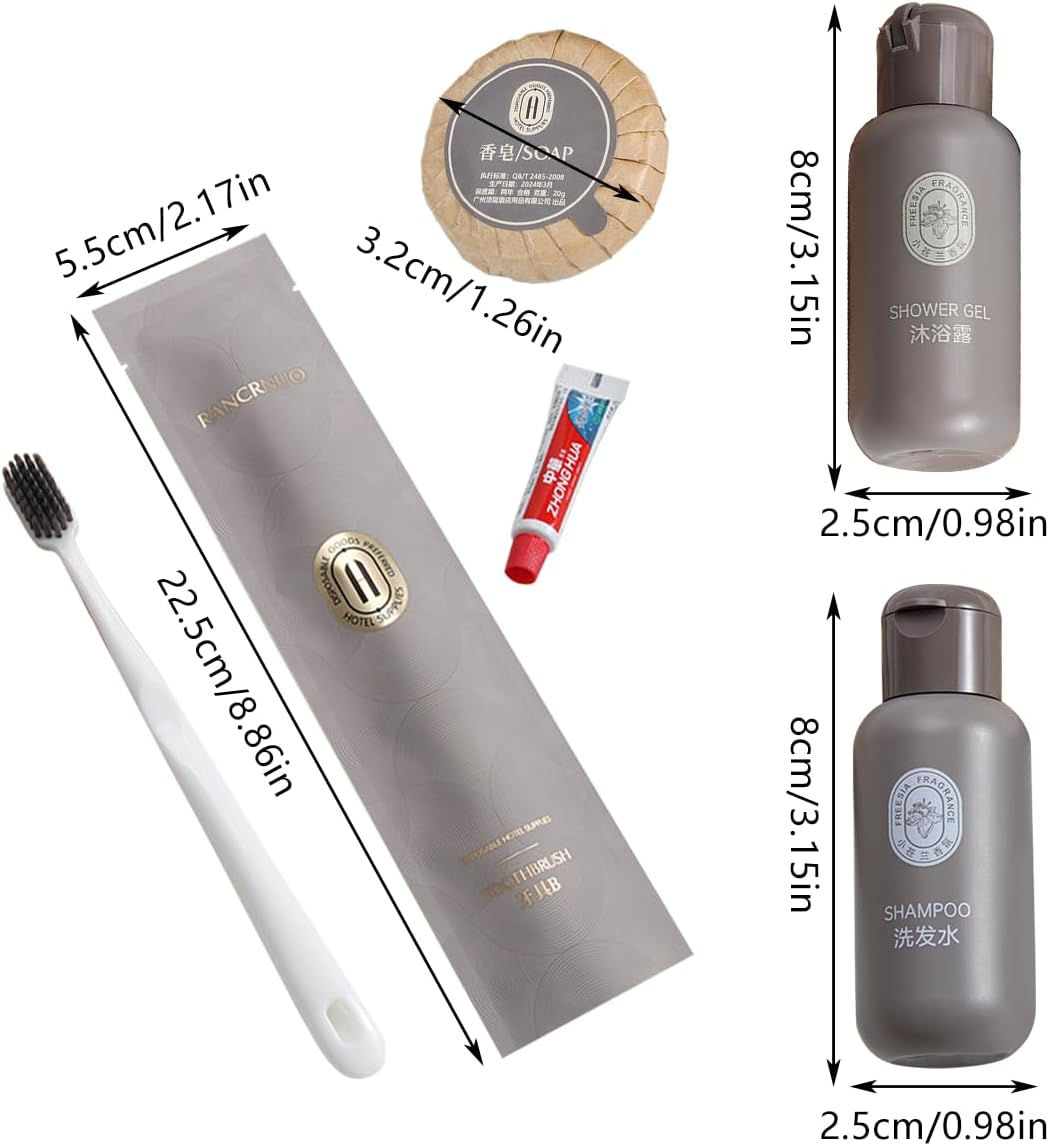 AIMALL Disposable Toothbrush with Toothpaste, Star Hotel - Grade Toiletries Set, for Hospitality/Homestay, Includes Shampoo/Shower Gel/Soap, Compact & Elegant, 4 Choices image number 3