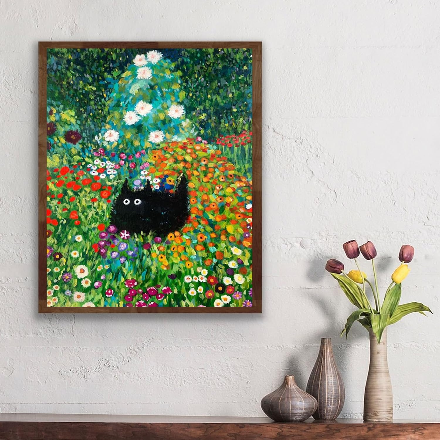 DIY Diamond Painting Art Kit for Adults, 5D Diamond Painting Kits, Diamond Painting Kit, Diamond Art - Flowers and Black Cats, Cat Diamond Painting,Home Wall Decoration [11.8X15.7 Inches] image number 4