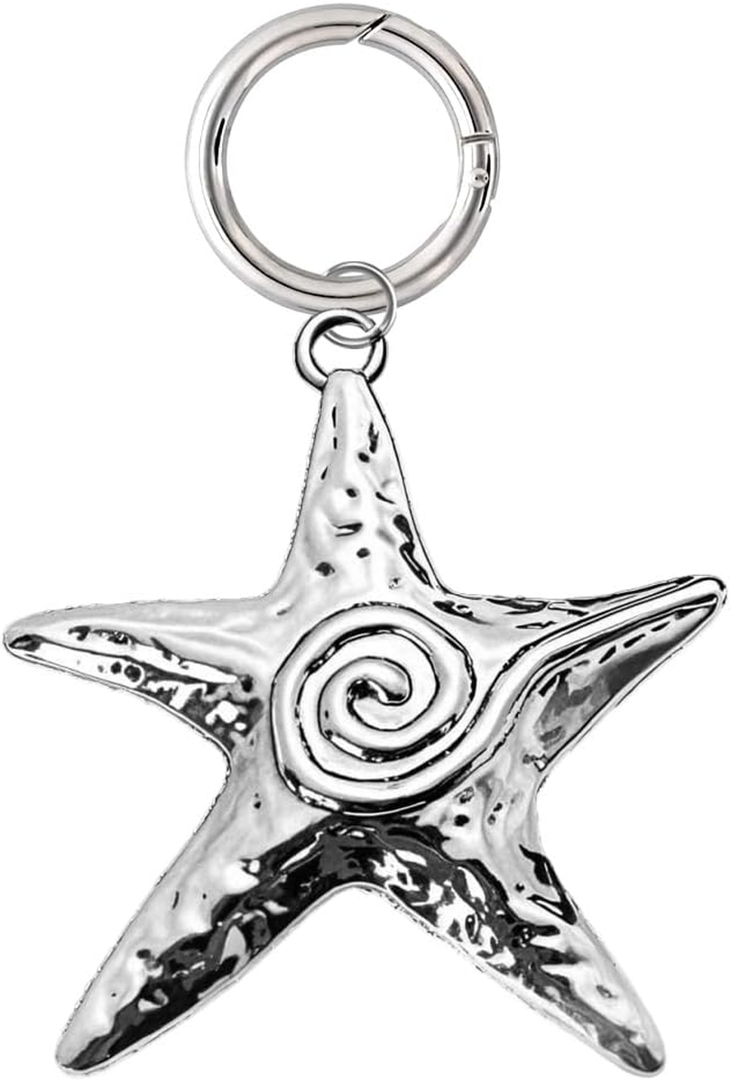 Ocean Starfish Keychain Accessories Charms Y2K for Purse Beach Bag Charms for Handbags Bag Starfish Charm Silver Keyring for Car Keys Beach Themed Keychains for Men Women Sea Lover Birthday Gift Ideas image number 2